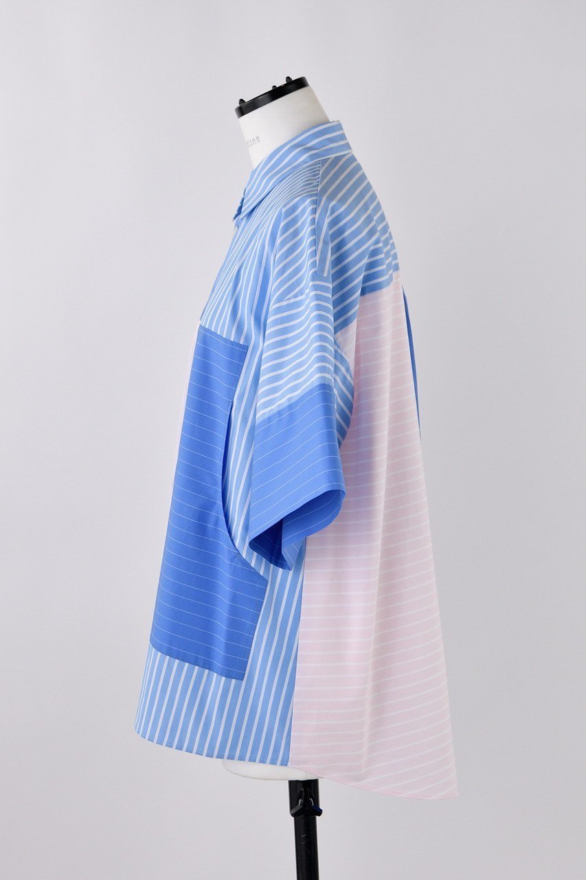 【ナゴンスタンス/nagonstans】のポプリンStripe PKT SH/シャツ 人気、トレンドファッション・服の通販 founy(ファニー) 　ファッション　Fashion　レディースファッション　Fashion for Women　トップス・カットソー　Cut & Sew Tops　シャツ・ブラウス・オフィスカジュアル　Elegant Blouses & Button-Ups　おすすめ　Recommended / Our Picks　クロップド　Cropped, Short Length　ショート　Short, Short Length　ストライプ　Stripe, Striped Pattern　スリーブ　Sleeve, Long Sleeve / Short Sleeve　セットアップ　Set-Up, Coordinated Outfit　バランス　Balance, Style Balance　ボーダー　Border, Stripe　ポケット　Pocket, Pocket Detail　夏　Summer　春　Spring　other-2|ID: prp329100004906757 ipo3291000000036738824