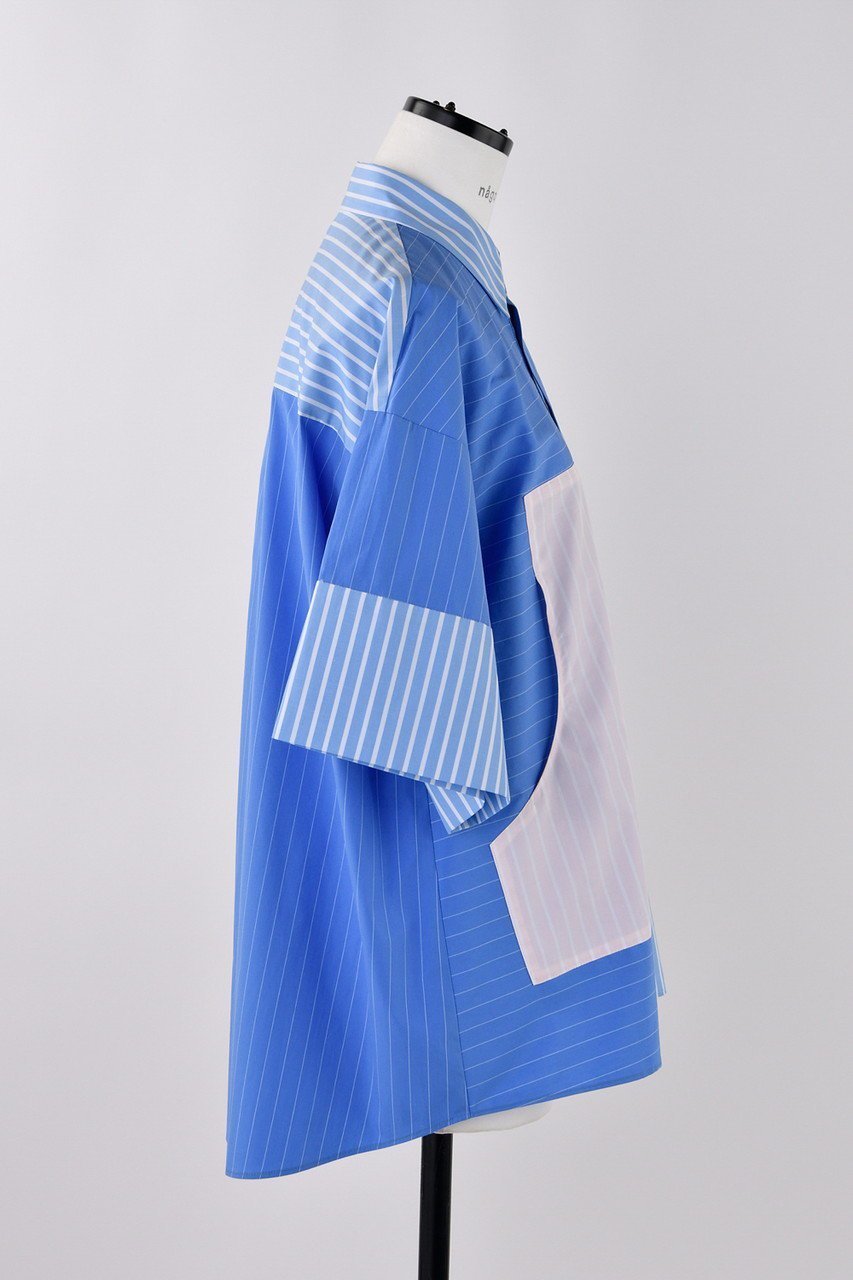【ナゴンスタンス/nagonstans】のポプリンStripe PKT SH/シャツ 人気、トレンドファッション・服の通販 founy(ファニー) 　ファッション　Fashion　レディースファッション　Fashion for Women　トップス・カットソー　Cut & Sew Tops　シャツ・ブラウス・オフィスカジュアル　Elegant Blouses & Button-Ups　おすすめ　Recommended / Our Picks　クロップド　Cropped, Short Length　ショート　Short, Short Length　ストライプ　Stripe, Striped Pattern　スリーブ　Sleeve, Long Sleeve / Short Sleeve　セットアップ　Set-Up, Coordinated Outfit　バランス　Balance, Style Balance　ボーダー　Border, Stripe　ポケット　Pocket, Pocket Detail　夏　Summer　春　Spring　other-4|ID: prp329100004906757 ipo3291000000036738826