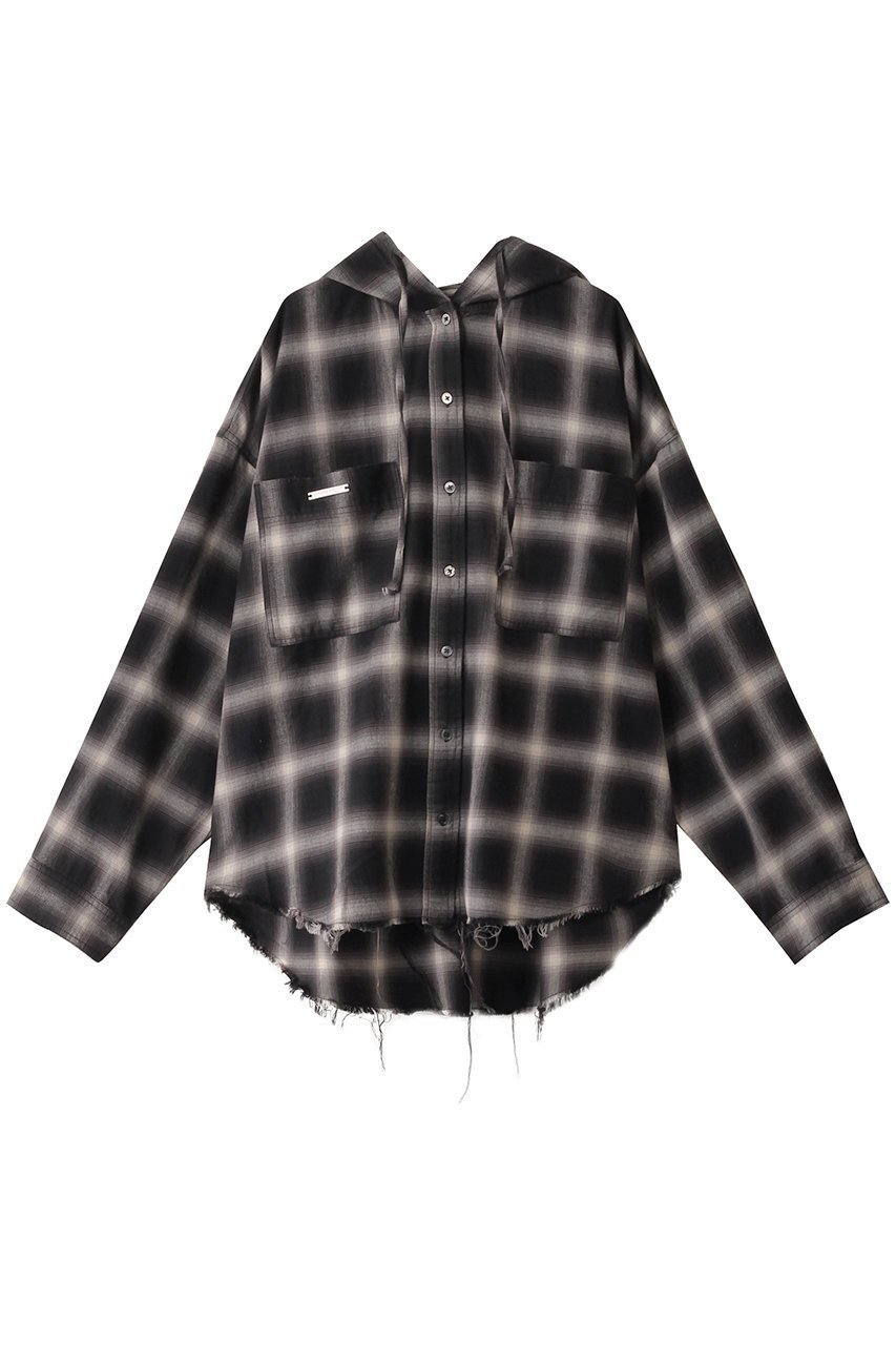 【プランク プロジェクト/PRANK PROJECT】のフーデッドチェックシャツ / Hooded Check Shirt 人気、トレンドファッション・服の通販 founy(ファニー) 　ファッション　Fashion　レディースファッション　Fashion for Women　トップス・カットソー　Cut & Sew Tops　シャツ・ブラウス・オフィスカジュアル　Elegant Blouses & Button-Ups　おすすめ　Recommended / Our Picks　とろみ　Fluid, Flowy Fabric　インナー　Innerwear　ジャケット　Jacket, Outerwear　スリーブ　Sleeve, Long Sleeve / Short Sleeve　ダメージ　Distressed, Destroyed　チェック　Check, Plaid, Tartan　ロング　Long, Long-Length　人気　Popular, Best Seller　今季　This Season, Current Season　 other-1|ID: prp329100004906767 ipo3291000000036738903