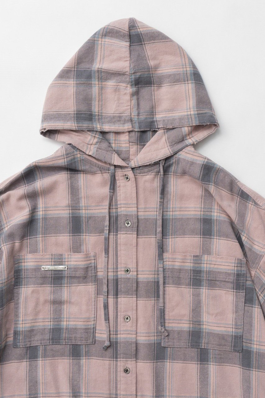 【プランク プロジェクト/PRANK PROJECT】のフーデッドチェックシャツ / Hooded Check Shirt 人気、トレンドファッション・服の通販 founy(ファニー) 　ファッション　Fashion　レディースファッション　Fashion for Women　トップス・カットソー　Cut & Sew Tops　シャツ・ブラウス・オフィスカジュアル　Elegant Blouses & Button-Ups　おすすめ　Recommended / Our Picks　とろみ　Fluid, Flowy Fabric　インナー　Innerwear　ジャケット　Jacket, Outerwear　スリーブ　Sleeve, Long Sleeve / Short Sleeve　ダメージ　Distressed, Destroyed　チェック　Check, Plaid, Tartan　ロング　Long, Long-Length　人気　Popular, Best Seller　今季　This Season, Current Season　other-2|ID: prp329100004906767 ipo3291000000036738907