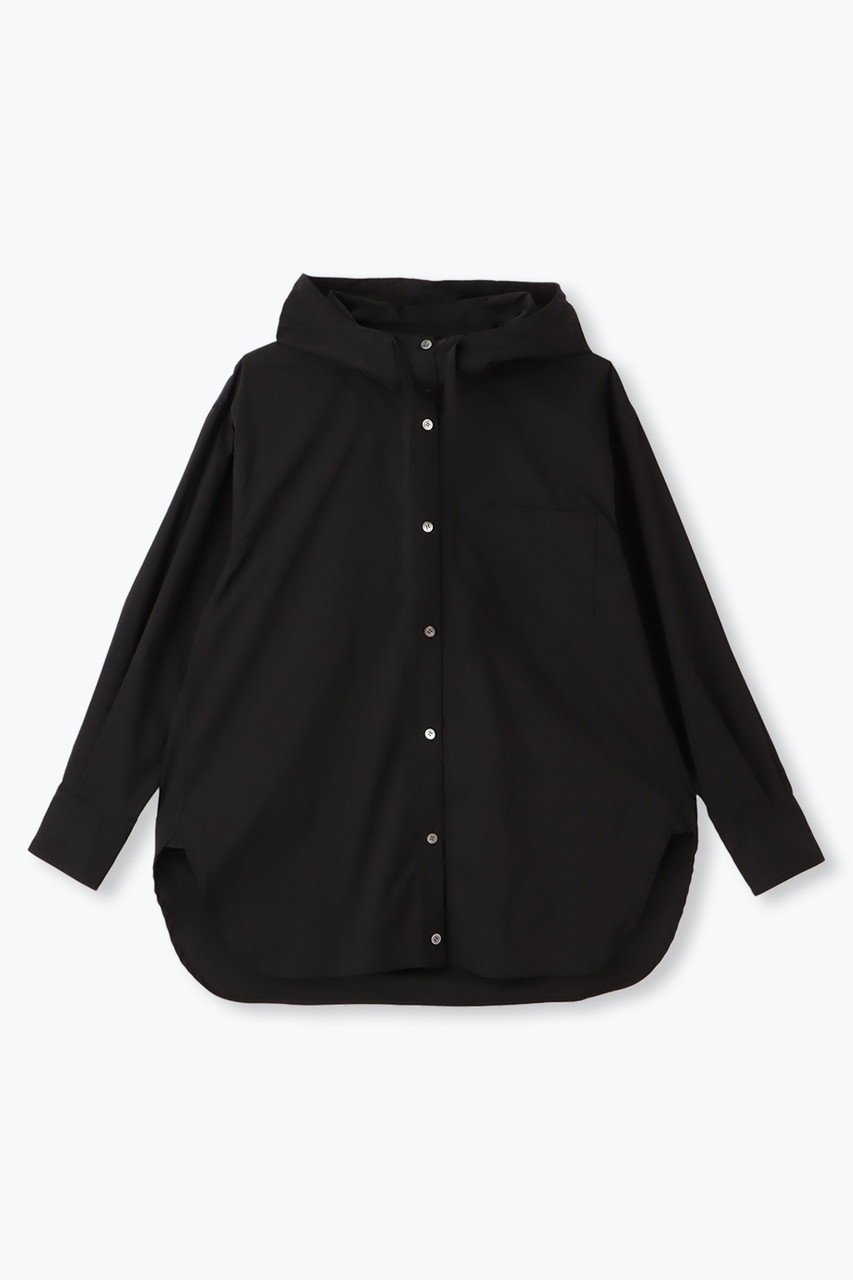 【レリル/lelill】のフーディーシャツ インテリア・キッズ・メンズ・レディースファッション・服の通販 founy(ファニー) 　ファッション　Fashion　レディースファッション　Fashion for Women　トップス・カットソー　Cut & Sew Tops　シャツ・ブラウス・オフィスカジュアル　Elegant Blouses & Button-Ups　スリーブ　Sleeve, Long Sleeve / Short Sleeve　ブロード　Broadcloth, Fine Cotton　ロング　Long, Long-Length　羽織　Haori, Light Jacket　ブラック|ID: prp329100004906771 ipo3291000000036738940