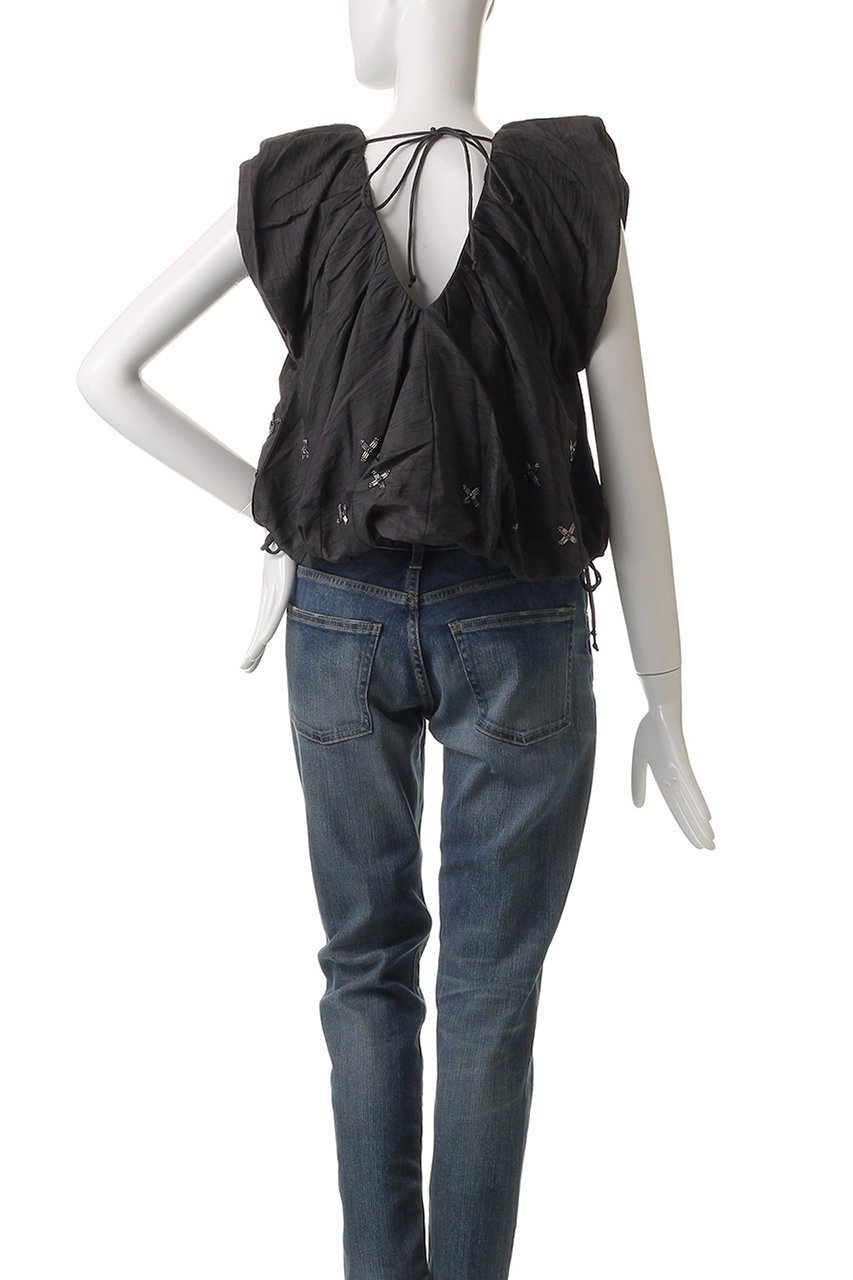 【マリリンムーン/MARILYN MOON】の【SOI-MeME】ビーズモチーフタフタバルーンブラウス 人気、トレンドファッション・服の通販 founy(ファニー) 　ファッション　Fashion　レディースファッション　Fashion for Women　トップス・カットソー　Cut & Sew Tops　シャツ・ブラウス・オフィスカジュアル　Elegant Blouses & Button-Ups　おすすめ　Recommended / Our Picks　ショート　Short, Short Length　スリーブ　Sleeve, Long Sleeve / Short Sleeve　セットアップ　Set-Up, Coordinated Outfit　タフタ　Taffeta, Structured Fabric　バルーン　Balloon, Balloon Silhouette　フラワー　Flower, Floral　other-4|ID: prp329100004906775 ipo3291000000036738974