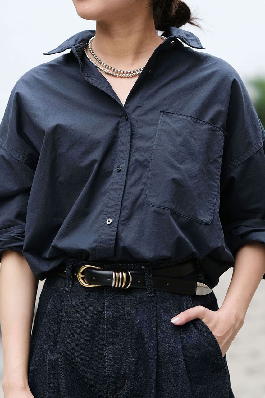 【ブリル/BRILL】のセイヒンゾメオーバーシャツ インテリア・キッズ・メンズ・レディースファッション・服の通販 founy(ファニー) 　ファッション　Fashion　レディースファッション　Fashion for Women　トップス・カットソー　Cut & Sew Tops　シャツ・ブラウス・オフィスカジュアル　Elegant Blouses & Button-Ups　サテン　Satin, Glossy Fabric　スリーブ　Sleeve, Long Sleeve / Short Sleeve　バランス　Balance, Style Balance　パッチ　Patch, Appliqué　フォルム　Silhouette, Form　ポケット　Pocket, Pocket Detail　ロング　Long, Long-Length　今季　This Season, Current Season　ネイビー|ID: prp329100004906776 ipo3291000000036738982