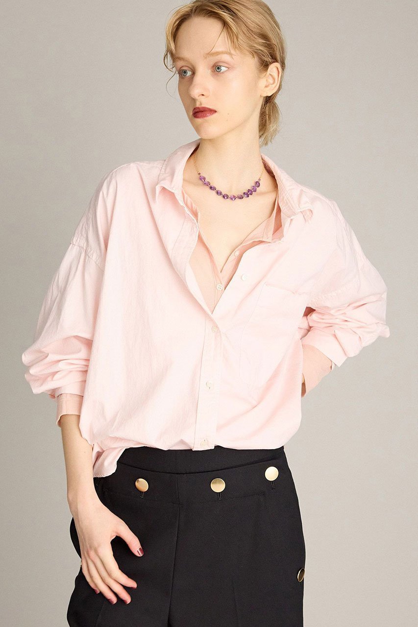 【ブリル/BRILL】のセイヒンゾメオーバーシャツ インテリア・キッズ・メンズ・レディースファッション・服の通販 founy(ファニー) 　ファッション　Fashion　レディースファッション　Fashion for Women　トップス・カットソー　Cut & Sew Tops　シャツ・ブラウス・オフィスカジュアル　Elegant Blouses & Button-Ups　サテン　Satin, Glossy Fabric　スリーブ　Sleeve, Long Sleeve / Short Sleeve　バランス　Balance, Style Balance　パッチ　Patch, Appliqué　フォルム　Silhouette, Form　ポケット　Pocket, Pocket Detail　ロング　Long, Long-Length　今季　This Season, Current Season　ライトピンク|ID: prp329100004906776 ipo3291000000036738983