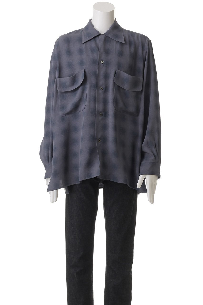 【ヨーク/YOKE】の【UNISEX】BLURRED OMBRE PLAID オープンカラーシャツ 人気、トレンドファッション・服の通販 founy(ファニー) 　ファッション　Fashion　レディースファッション　Fashion for Women　トップス・カットソー　Cut & Sew Tops　シャツ・ブラウス・オフィスカジュアル　Elegant Blouses & Button-Ups　ユニセックス　Unisex, Genderless　おすすめ　Recommended / Our Picks　ジャカード／ジャガード　Jacquard, Woven Pattern　スリット　Slit, Slit Detail　スリーブ　Sleeve, Long Sleeve / Short Sleeve　フラップ　Flap, Flap Pocket　ポケット　Pocket, Pocket Detail　ロング　Long, Long-Length　定番　Standard, Basic Item　other-6|ID: prp329100004906785 ipo3291000000036739073
