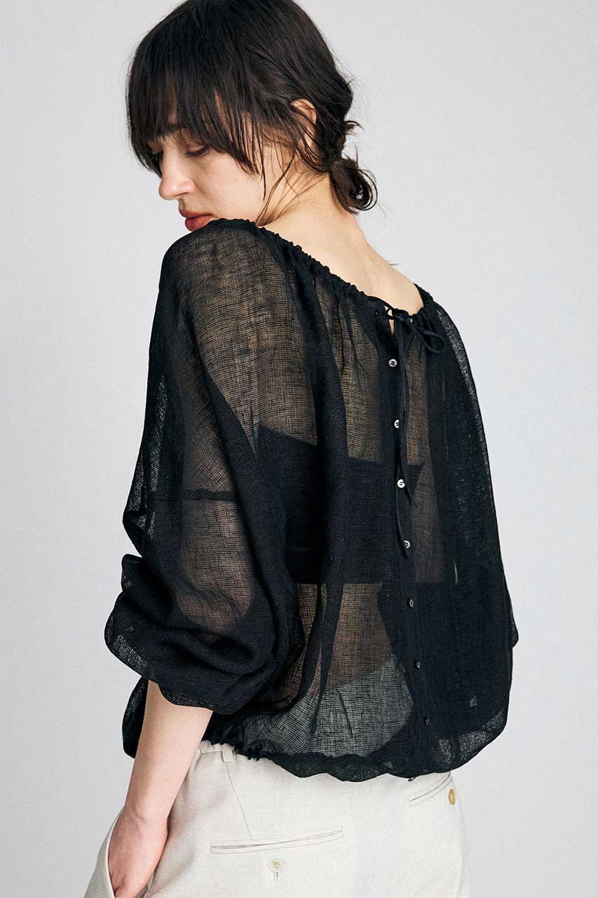 【ブリル/BRILL】のカラミギャザーブラウス 人気、トレンドファッション・服の通販 founy(ファニー) 　ファッション　Fashion　レディースファッション　Fashion for Women　トップス・カットソー　Cut & Sew Tops　シャツ・ブラウス・オフィスカジュアル　Elegant Blouses & Button-Ups　ギャザー　Gathered, Ruffled　ストリング　String, Drawstring　スリーブ　Sleeve, Long Sleeve / Short Sleeve　フォルム　Silhouette, Form　リネン　Linen, Linen Fabric　ロング　Long, Long-Length　再入荷　Restock / Back in Stock　夏　Summer　other-4|ID: prp329100004906804 ipo3291000000036739213