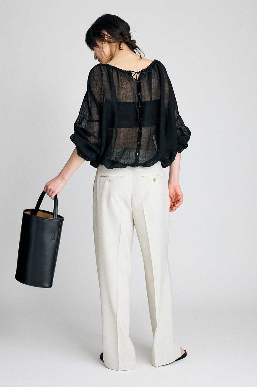 【ブリル/BRILL】のカラミギャザーブラウス 人気、トレンドファッション・服の通販 founy(ファニー) 　ファッション　Fashion　レディースファッション　Fashion for Women　トップス・カットソー　Cut & Sew Tops　シャツ・ブラウス・オフィスカジュアル　Elegant Blouses & Button-Ups　ギャザー　Gathered, Ruffled　ストリング　String, Drawstring　スリーブ　Sleeve, Long Sleeve / Short Sleeve　フォルム　Silhouette, Form　リネン　Linen, Linen Fabric　ロング　Long, Long-Length　再入荷　Restock / Back in Stock　夏　Summer　other-8|ID: prp329100004906804 ipo3291000000036739217