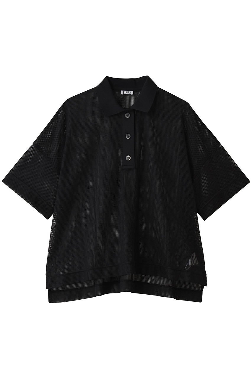 【ティアラ/Tiara】のメッシュポロトップス インテリア・キッズ・メンズ・レディースファッション・服の通販 founy(ファニー) 　ファッション　Fashion　レディースファッション　Fashion for Women　トップス・カットソー　Cut & Sew Tops　シャツ・ブラウス・オフィスカジュアル　Elegant Blouses & Button-Ups　ポロシャツ・きれいめカジュアル　Smart-Casual Polo Tops　ストレッチ　Stretch, Stretchy Fabric　ベーシック　Basic, Essential　ポロシャツ　Polo Shirt, Collared Tee　エレガント 上品　Elegant　夏　Summer　ブラック|ID: prp329100004906806 ipo3291000000036739226