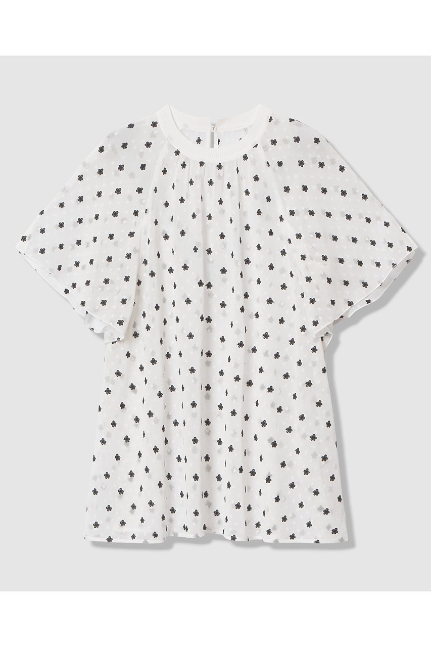 【アナイ/ANAYI】のフラワー刺繍ドットスリット ブラウス 人気、トレンドファッション・服の通販 founy(ファニー) 　ファッション　Fashion　レディースファッション　Fashion for Women　トップス・カットソー　Cut & Sew Tops　シャツ・ブラウス・オフィスカジュアル　Elegant Blouses & Button-Ups　シアー　Sheer, See-Through　ショート　Short, Short Length　スリット　Slit, Slit Detail　スリーブ　Sleeve, Long Sleeve / Short Sleeve　ドット　Polka Dot, Dot Pattern　フェミニン　Feminine, Girly　フラワー　Flower, Floral　フレア　Flare, Flared　 other-1|ID: prp329100004906811 ipo3291000000036739255