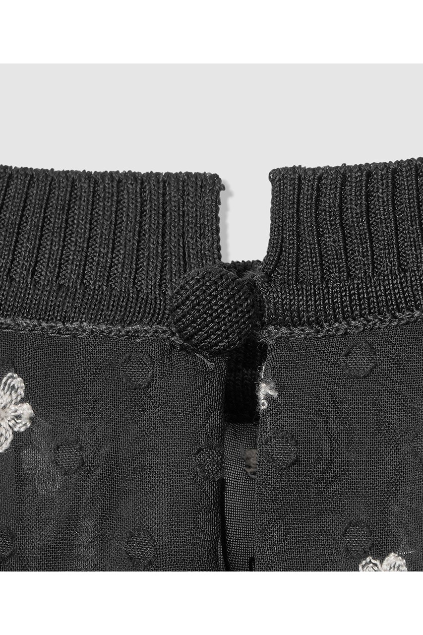 【アナイ/ANAYI】のフラワー刺繍ドットスリット ブラウス 人気、トレンドファッション・服の通販 founy(ファニー) 　ファッション　Fashion　レディースファッション　Fashion for Women　トップス・カットソー　Cut & Sew Tops　シャツ・ブラウス・オフィスカジュアル　Elegant Blouses & Button-Ups　シアー　Sheer, See-Through　ショート　Short, Short Length　スリット　Slit, Slit Detail　スリーブ　Sleeve, Long Sleeve / Short Sleeve　ドット　Polka Dot, Dot Pattern　フェミニン　Feminine, Girly　フラワー　Flower, Floral　フレア　Flare, Flared　other-3|ID: prp329100004906811 ipo3291000000036739260