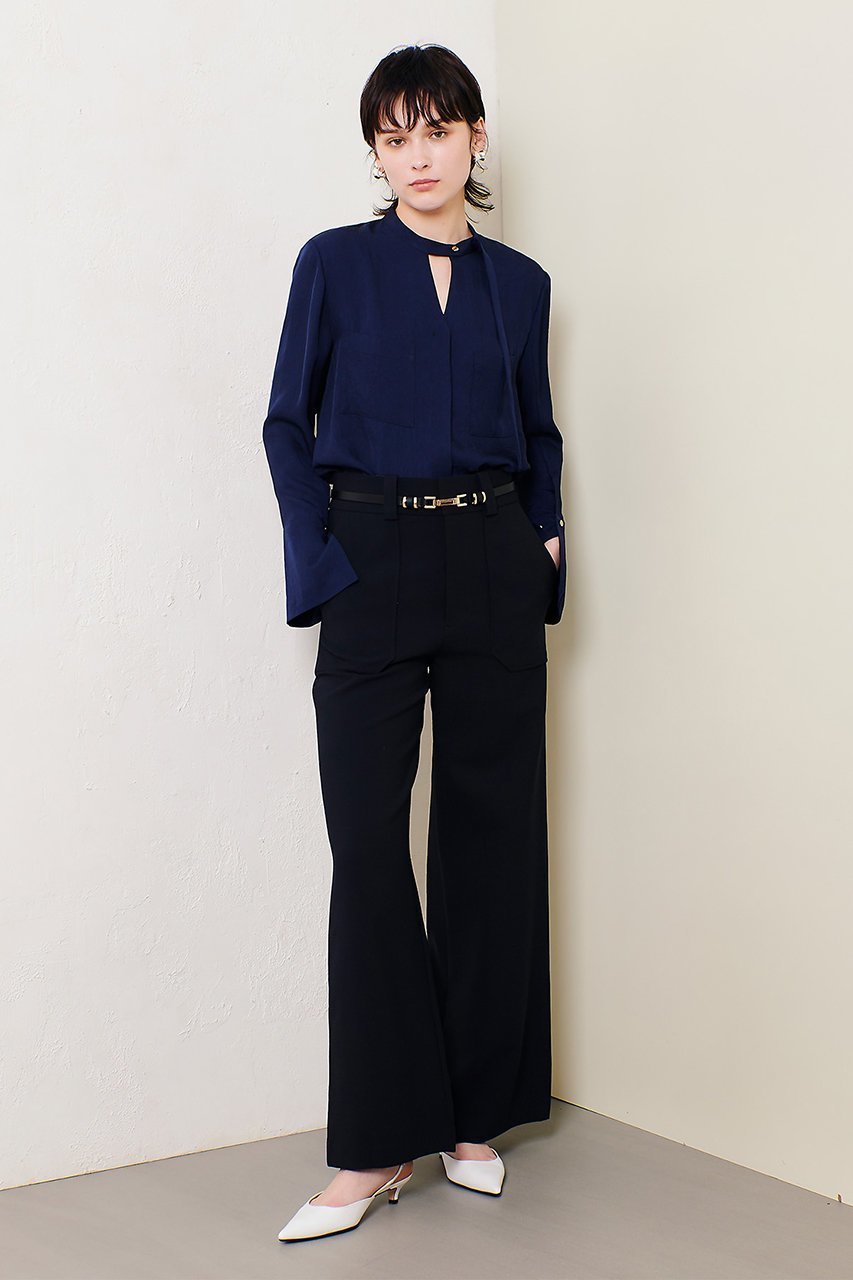 【アルアバイル/allureville】のフリュイドオーバーラップブラウス 人気、トレンドファッション・服の通販 founy(ファニー) 　ファッション　Fashion　レディースファッション　Fashion for Women　トップス・カットソー　Cut & Sew Tops　シャツ・ブラウス・オフィスカジュアル　Elegant Blouses & Button-Ups　アシンメトリー　Asymmetrical Style　スタンド　Stand Collar, Upright Stand　スリーブ　Sleeve, Long Sleeve / Short Sleeve　ドレープ　Drape, Draping Fabric　ファブリック　Fabric, Textile　リボン　Ribbon, Bow　ロング　Long, Long-Length　other-7|ID: prp329100004906827 ipo3291000000036739387