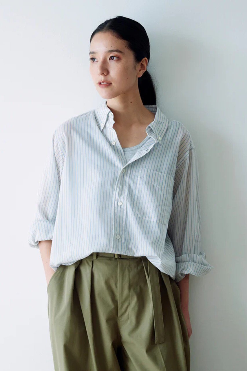 【レリル/lelill】のパターンシアーBDシャツ 人気、トレンドファッション・服の通販 founy(ファニー) 　ファッション　Fashion　レディースファッション　Fashion for Women　トップス・カットソー　Cut & Sew Tops　シャツ・ブラウス・オフィスカジュアル　Elegant Blouses & Button-Ups　スリーブ　Sleeve, Long Sleeve / Short Sleeve　チェック　Check, Plaid, Tartan　トレンド　Trend, Trending Now　ロング　Long, Long-Length　other-8|ID: prp329100004906836 ipo3291000000036739472
