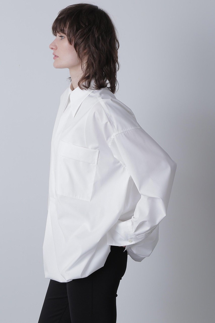 【ヒューエルミュージアム/hueLe Museum】の【STUMBLY】Baloon Silhouette Shirts インテリア・キッズ・メンズ・レディースファッション・服の通販 founy(ファニー) 　ファッション　Fashion　レディースファッション　Fashion for Women　トップス・カットソー　Cut & Sew Tops　シャツ・ブラウス・オフィスカジュアル　Elegant Blouses & Button-Ups　カフス　Cuff Design　スリーブ　Sleeve, Long Sleeve / Short Sleeve　ダブル　Double, Double-Breasted　バルーン　Balloon, Balloon Silhouette　ブラウジング　Blouson Silhouette, Cinched Waist　ロング　Long, Long-Length　ホワイト|ID: prp329100004906840 ipo3291000000036739500