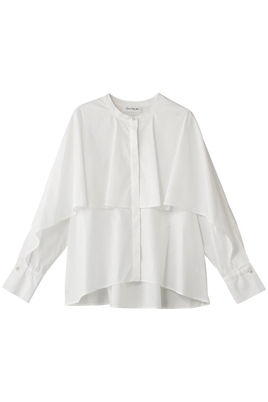 【ウィムガゼット/Whim Gazette】の【THE PAUSE】ラッフルシャツ 人気、トレンドファッション・服の通販 founy(ファニー) 　ファッション　Fashion　レディースファッション　Fashion for Women　トップス・カットソー　Cut & Sew Tops　シャツ・ブラウス・オフィスカジュアル　Elegant Blouses & Button-Ups　カフス　Cuff Design　スリーブ　Sleeve, Long Sleeve / Short Sleeve　パーティ　Party, Party Style　パール　Pearl, Pearl Accent　ロング　Long, Long-Length　エレガント 上品　Elegant　 other-1|ID: prp329100004906851 ipo3291000000036739594