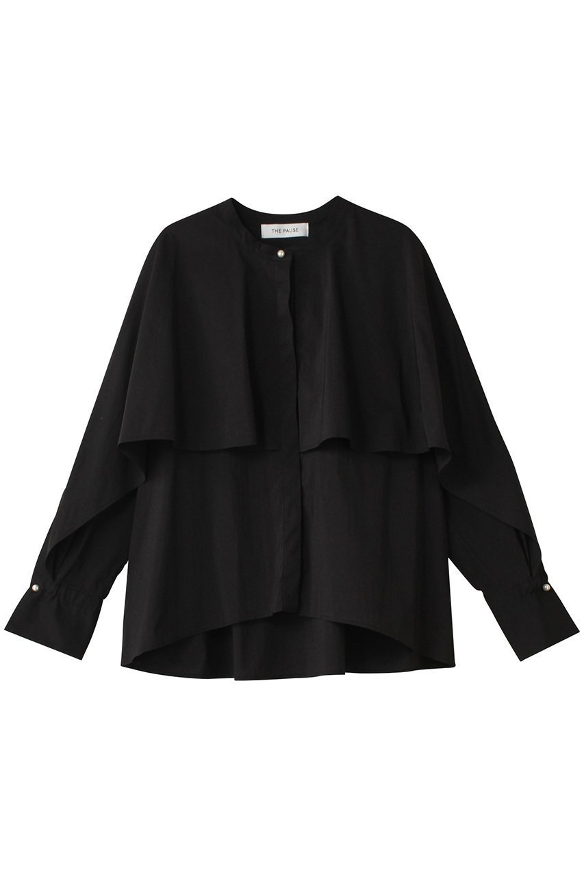 【ウィムガゼット/Whim Gazette】の【THE PAUSE】ラッフルシャツ インテリア・キッズ・メンズ・レディースファッション・服の通販 founy(ファニー) 　ファッション　Fashion　レディースファッション　Fashion for Women　トップス・カットソー　Cut & Sew Tops　シャツ・ブラウス・オフィスカジュアル　Elegant Blouses & Button-Ups　カフス　Cuff Design　スリーブ　Sleeve, Long Sleeve / Short Sleeve　パーティ　Party, Party Style　パール　Pearl, Pearl Accent　ロング　Long, Long-Length　エレガント 上品　Elegant　ブラック|ID: prp329100004906851 ipo3291000000036739596
