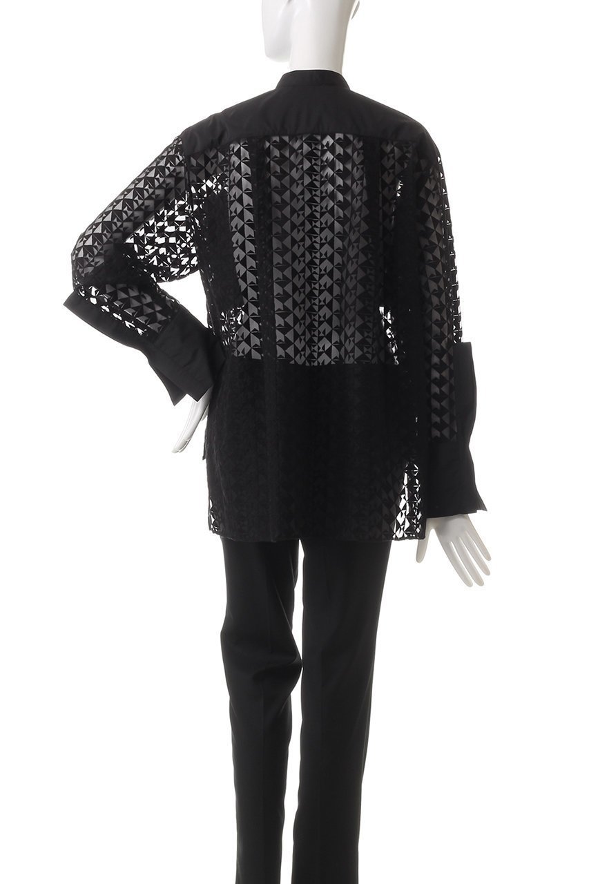 【ヒューエルミュージアム/hueLe Museum】の【hLM】ジオメトリックレースブラウス 人気、トレンドファッション・服の通販 founy(ファニー) 　ファッション　Fashion　レディースファッション　Fashion for Women　トップス・カットソー　Cut & Sew Tops　シャツ・ブラウス・オフィスカジュアル　Elegant Blouses & Button-Ups　おすすめ　Recommended / Our Picks　ジャケット　Jacket, Outerwear　スリーブ　Sleeve, Long Sleeve / Short Sleeve　ポケット　Pocket, Pocket Detail　マニッシュ　Mannish, Boyish　モダン　Modern, Contemporary　ロング　Long, Long-Length　今季　This Season, Current Season　無地　Plain, Solid Color　other-4|ID: prp329100004906879 ipo3291000000036739787