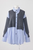 【エンフォルド/ENFOLD】のKnit Combi SH/シャツ トップグレー|ID: prp329100004906927 ipo3291000000036740002