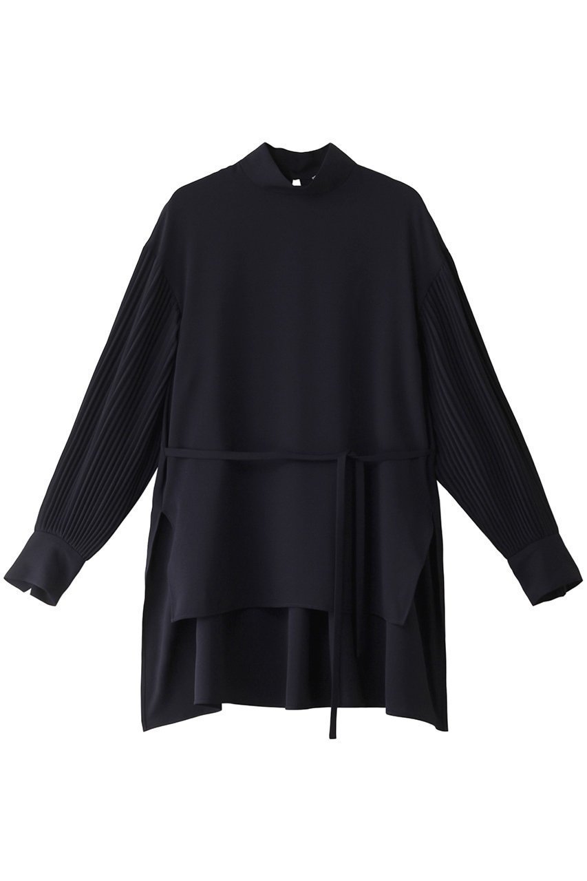 【ヒューエルミュージアム/hueLe Museum】の【hLM】プリーツ袖ブラウス 人気、トレンドファッション・服の通販 founy(ファニー) 　ファッション　Fashion　レディースファッション　Fashion for Women　トップス・カットソー　Cut & Sew Tops　シャツ・ブラウス・オフィスカジュアル　Elegant Blouses & Button-Ups　エアリー　Airy Texture　スリーブ　Sleeve, Long Sleeve / Short Sleeve　トレンド　Trend, Trending Now　ハイネック　High Neck, Mock Neck　パーティ　Party, Party Style　プリーツ　Pleats, Pleated　リボン　Ribbon, Bow　ロング　Long, Long-Length　エレガント 上品　Elegant　 other-1|ID: prp329100004906935 ipo3291000000036740057