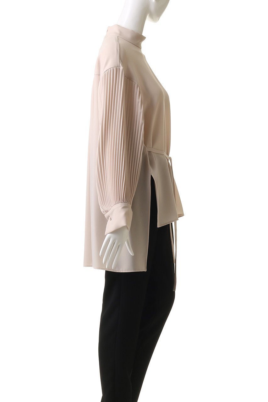 【ヒューエルミュージアム/hueLe Museum】の【hLM】プリーツ袖ブラウス 人気、トレンドファッション・服の通販 founy(ファニー) 　ファッション　Fashion　レディースファッション　Fashion for Women　トップス・カットソー　Cut & Sew Tops　シャツ・ブラウス・オフィスカジュアル　Elegant Blouses & Button-Ups　エアリー　Airy Texture　スリーブ　Sleeve, Long Sleeve / Short Sleeve　トレンド　Trend, Trending Now　ハイネック　High Neck, Mock Neck　パーティ　Party, Party Style　プリーツ　Pleats, Pleated　リボン　Ribbon, Bow　ロング　Long, Long-Length　エレガント 上品　Elegant　other-3|ID: prp329100004906935 ipo3291000000036740060