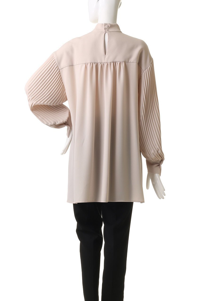 【ヒューエルミュージアム/hueLe Museum】の【hLM】プリーツ袖ブラウス 人気、トレンドファッション・服の通販 founy(ファニー) 　ファッション　Fashion　レディースファッション　Fashion for Women　トップス・カットソー　Cut & Sew Tops　シャツ・ブラウス・オフィスカジュアル　Elegant Blouses & Button-Ups　エアリー　Airy Texture　スリーブ　Sleeve, Long Sleeve / Short Sleeve　トレンド　Trend, Trending Now　ハイネック　High Neck, Mock Neck　パーティ　Party, Party Style　プリーツ　Pleats, Pleated　リボン　Ribbon, Bow　ロング　Long, Long-Length　エレガント 上品　Elegant　other-4|ID: prp329100004906935 ipo3291000000036740061