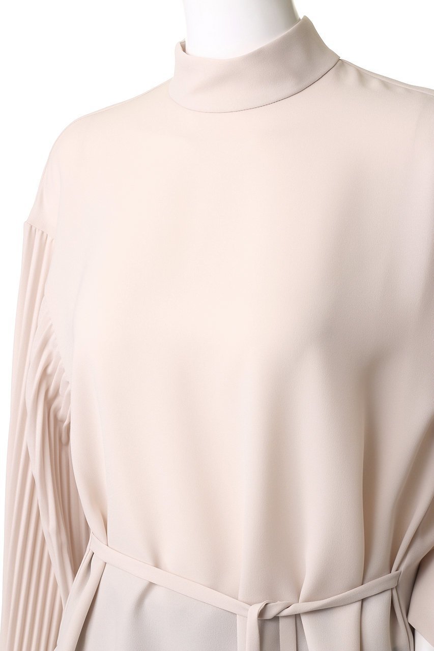 【ヒューエルミュージアム/hueLe Museum】の【hLM】プリーツ袖ブラウス 人気、トレンドファッション・服の通販 founy(ファニー) 　ファッション　Fashion　レディースファッション　Fashion for Women　トップス・カットソー　Cut & Sew Tops　シャツ・ブラウス・オフィスカジュアル　Elegant Blouses & Button-Ups　エアリー　Airy Texture　スリーブ　Sleeve, Long Sleeve / Short Sleeve　トレンド　Trend, Trending Now　ハイネック　High Neck, Mock Neck　パーティ　Party, Party Style　プリーツ　Pleats, Pleated　リボン　Ribbon, Bow　ロング　Long, Long-Length　エレガント 上品　Elegant　other-5|ID: prp329100004906935 ipo3291000000036740062