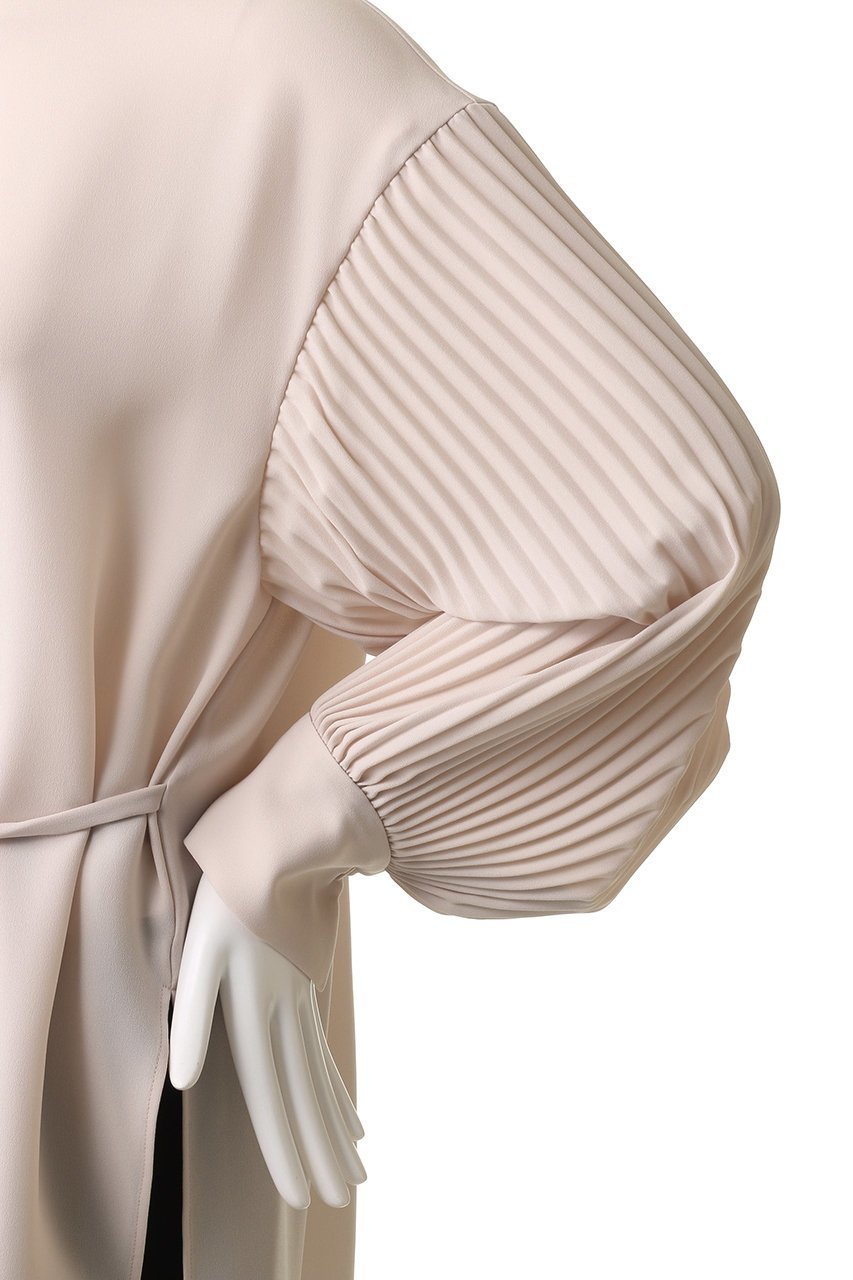 【ヒューエルミュージアム/hueLe Museum】の【hLM】プリーツ袖ブラウス 人気、トレンドファッション・服の通販 founy(ファニー) 　ファッション　Fashion　レディースファッション　Fashion for Women　トップス・カットソー　Cut & Sew Tops　シャツ・ブラウス・オフィスカジュアル　Elegant Blouses & Button-Ups　エアリー　Airy Texture　スリーブ　Sleeve, Long Sleeve / Short Sleeve　トレンド　Trend, Trending Now　ハイネック　High Neck, Mock Neck　パーティ　Party, Party Style　プリーツ　Pleats, Pleated　リボン　Ribbon, Bow　ロング　Long, Long-Length　エレガント 上品　Elegant　other-6|ID: prp329100004906935 ipo3291000000036740063