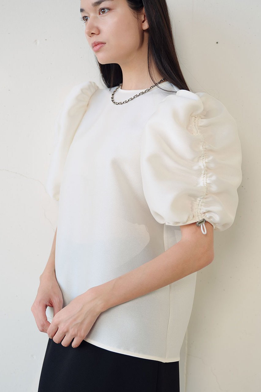 【ジェイドット/j.】のオクタダブルクロス 袖シャーリングブラウス 人気、トレンドファッション・服の通販 founy(ファニー) 　ファッション　Fashion　レディースファッション　Fashion for Women　トップス・カットソー　Cut & Sew Tops　シャツ・ブラウス・オフィスカジュアル　Elegant Blouses & Button-Ups　オケージョン　Occasion Wear　シャーリング　Shirring, Ruched　ショート　Short, Short Length　スリーブ　Sleeve, Long Sleeve / Short Sleeve　パーティ　Party, Party Style　フォルム　Silhouette, Form　other-6|ID: prp329100004906948 ipo3291000000036740266