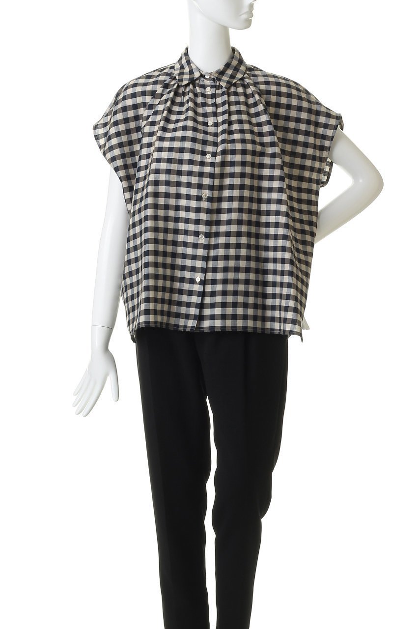 【マックスマーラ/Max Mara】の【Weekend Max Mara】STRANO チェックシャツ 人気、トレンドファッション・服の通販 founy(ファニー) 　ファッション　Fashion　レディースファッション　Fashion for Women　トップス・カットソー　Cut & Sew Tops　シャツ・ブラウス・オフィスカジュアル　Elegant Blouses & Button-Ups　ギャザー　Gathered, Ruffled　ショート　Short, Short Length　スリーブ　Sleeve, Long Sleeve / Short Sleeve　チェック　Check, Plaid, Tartan　ドレープ　Drape, Draping Fabric　フレア　Flare, Flared　夏　Summer　other-2|ID: prp329100004906951 ipo3291000000036740288