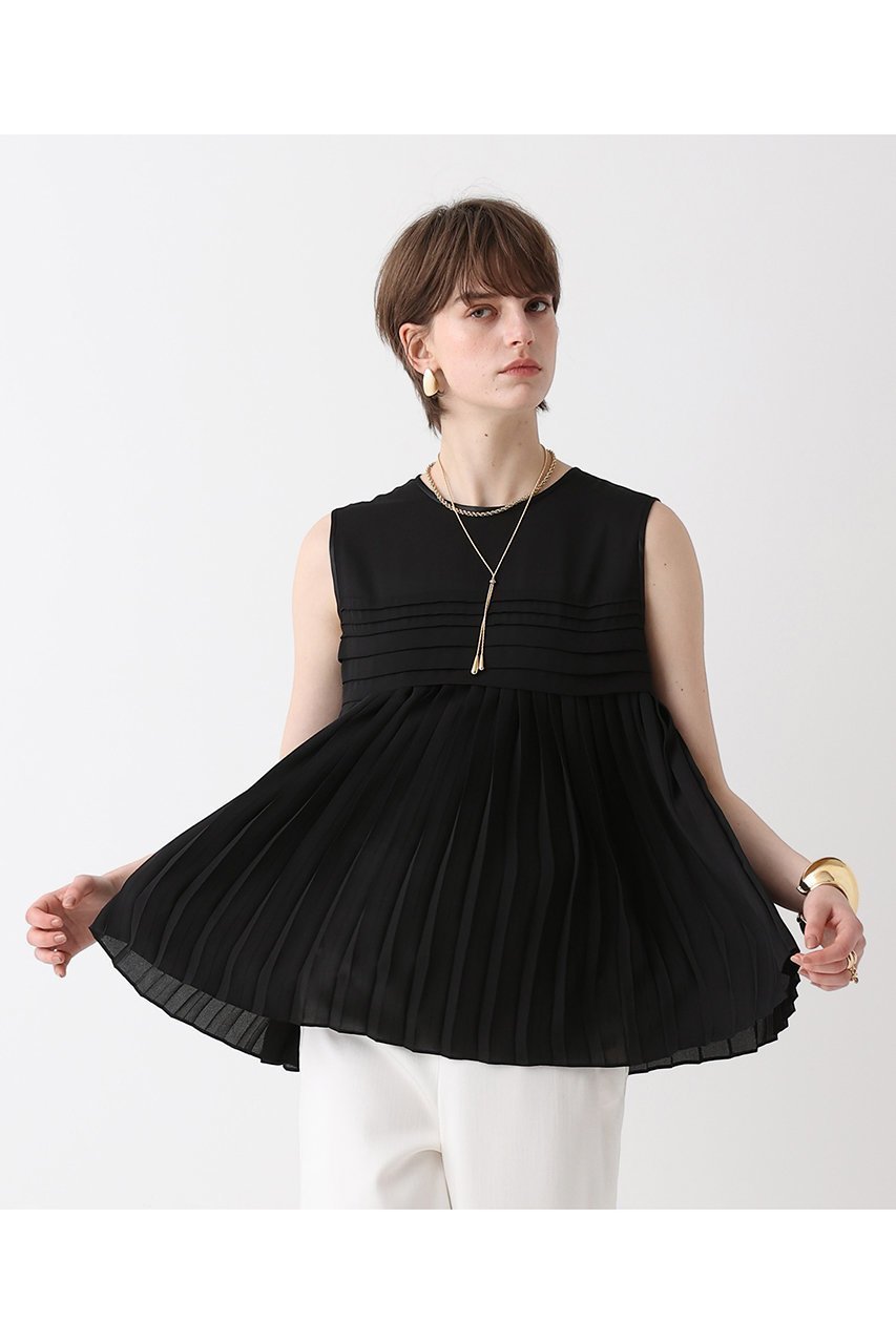 【アルアバイル/allureville】のクロスプリーツブラウス 人気、トレンドファッション・服の通販 founy(ファニー) 　ファッション　Fashion　レディースファッション　Fashion for Women　トップス・カットソー　Cut & Sew Tops　キャミソール&ノースリーブ　Camisoles & Sleeveless Tops　シャツ・ブラウス・オフィスカジュアル　Elegant Blouses & Button-Ups　ジャケット　Jacket, Outerwear　デニム　Denim, Jeans Material　ノースリーブ　Sleeveless, No-Sleeve　ハーフ　Half, Half-Length　フォーマル　Formal, Dressy　プリーツ　Pleats, Pleated　ボトム　Bottoms, Lower Wear　ボーダー　Border, Stripe　エレガント 上品　Elegant　other-3|ID: prp329100004906952 ipo3291000000036740295