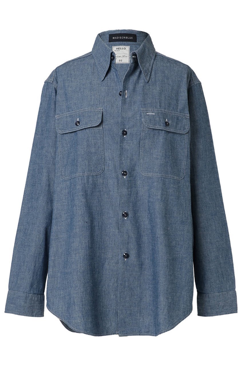 【マディソンブルー/MADISONBLUE】のHAMPTON SHIRT CHAMBRAY(OW) ハンプトン シャンブレーシャツ 人気、トレンドファッション・服の通販 founy(ファニー) 　ファッション　Fashion　レディースファッション　Fashion for Women　トップス・カットソー　Cut & Sew Tops　シャツ・ブラウス・オフィスカジュアル　Elegant Blouses & Button-Ups　シャンブレー　Chambray, Denim-Like Fabric　スリーブ　Sleeve, Long Sleeve / Short Sleeve　パッチ　Patch, Appliqué　フラップ　Flap, Flap Pocket　ポケット　Pocket, Pocket Detail　ロング　Long, Long-Length　ワーク　Workwear, Utility Style　ヴィンテージ　Vintage Style　 other-1|ID: prp329100004906955 ipo3291000000036740318