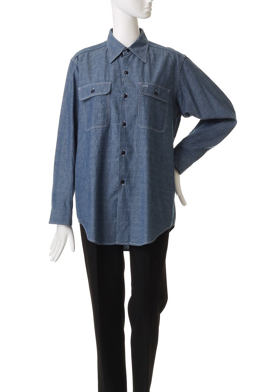 【マディソンブルー/MADISONBLUE】のHAMPTON SHIRT CHAMBRAY(OW) ハンプトン シャンブレーシャツ 人気、トレンドファッション・服の通販 founy(ファニー) 　ファッション　Fashion　レディースファッション　Fashion for Women　トップス・カットソー　Cut & Sew Tops　シャツ・ブラウス・オフィスカジュアル　Elegant Blouses & Button-Ups　シャンブレー　Chambray, Denim-Like Fabric　スリーブ　Sleeve, Long Sleeve / Short Sleeve　パッチ　Patch, Appliqué　フラップ　Flap, Flap Pocket　ポケット　Pocket, Pocket Detail　ロング　Long, Long-Length　ワーク　Workwear, Utility Style　ヴィンテージ　Vintage Style　other-2|ID: prp329100004906955 ipo3291000000036740320