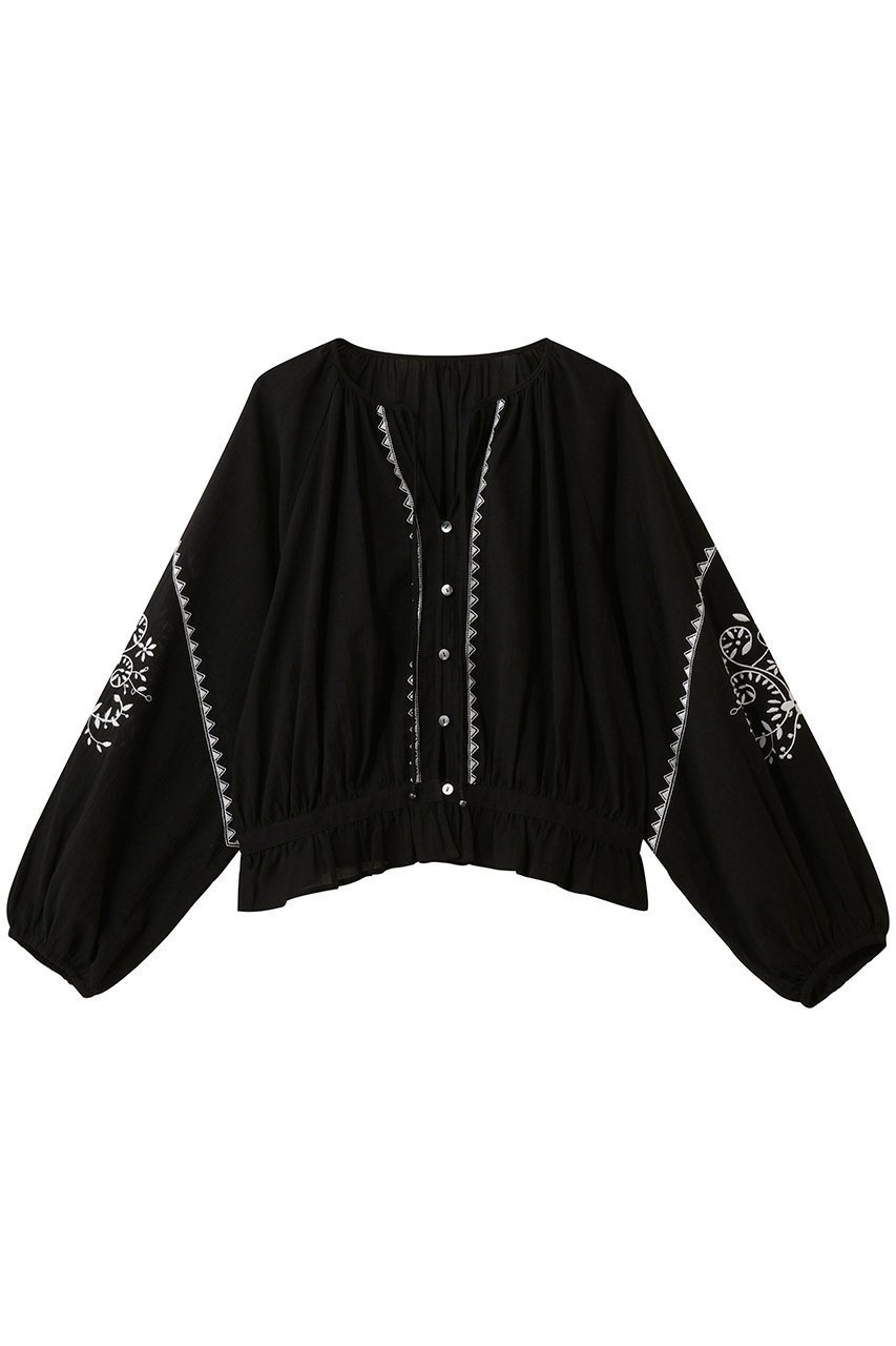 【シンゾーン/Shinzone】のエンブロイダリーブラウス インテリア・キッズ・メンズ・レディースファッション・服の通販 founy(ファニー) 　ファッション　Fashion　レディースファッション　Fashion for Women　トップス・カットソー　Cut & Sew Tops　シャツ・ブラウス・オフィスカジュアル　Elegant Blouses & Button-Ups　ギャザー　Gathered, Ruffled　スリーブ　Sleeve, Long Sleeve / Short Sleeve　デニム　Denim, Jeans Material　ロング　Long, Long-Length　ブラック|ID: prp329100004906956 ipo3291000000036740328