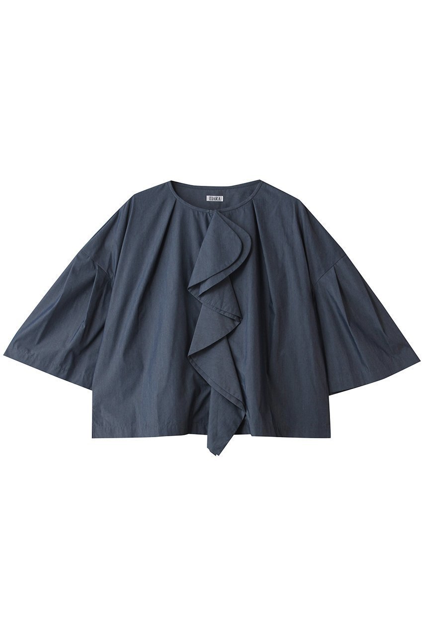 【ティアラ/Tiara】のフリルスキッパーブラウス インテリア・キッズ・メンズ・レディースファッション・服の通販 founy(ファニー) 　ファッション　Fashion　レディースファッション　Fashion for Women　トップス・カットソー　Cut & Sew Tops　シャツ・ブラウス・オフィスカジュアル　Elegant Blouses & Button-Ups　ショート　Short, Short Length　ジャケット　Jacket, Outerwear　スリーブ　Sleeve, Long Sleeve / Short Sleeve　タイプライター　Typewriter Fabric, Crisp Cotton　フリル　Frill, Ruffle　フレア　Flare, Flared　再入荷　Restock / Back in Stock　ブルー|ID: prp329100004906957 ipo3291000000036740336