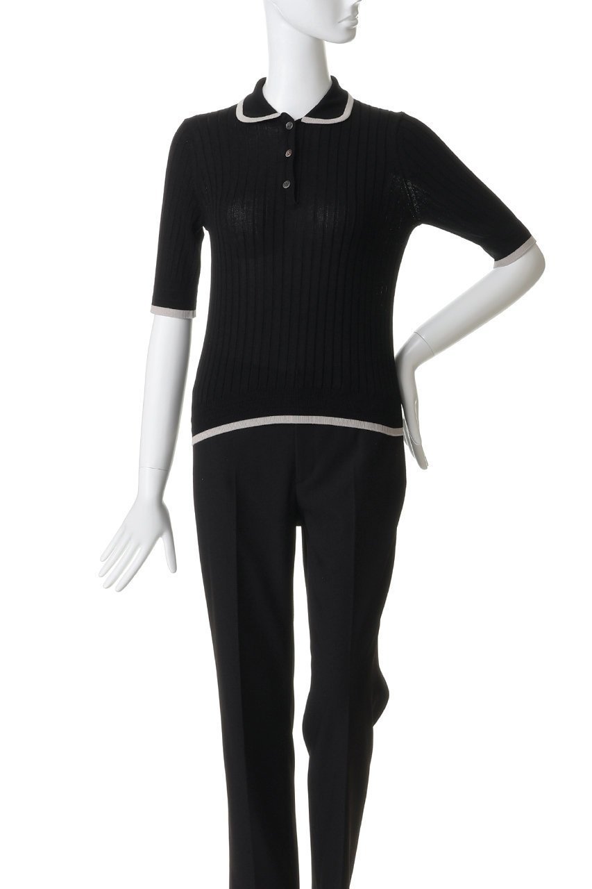 【スローン/SLOANE】の12Gワイドリブ コットン×ポリエステル バイカラー5分袖丸襟ポロ 人気、トレンドファッション・服の通販 founy(ファニー) 　ファッション　Fashion　レディースファッション　Fashion for Women　トップス・カットソー　Cut & Sew Tops　シャツ・ブラウス・オフィスカジュアル　Elegant Blouses & Button-Ups　ポロシャツ・きれいめカジュアル　Smart-Casual Polo Tops　クラシカル　Classical, Vintage-Inspired　ジャケット　Jacket, Outerwear　フィット　Fit, Slim Fit　ポロシャツ　Polo Shirt, Collared Tee　ワイドリブ　Wide Rib, Wide Ribbed Knit　other-2|ID: prp329100004906960 ipo3291000000036740386