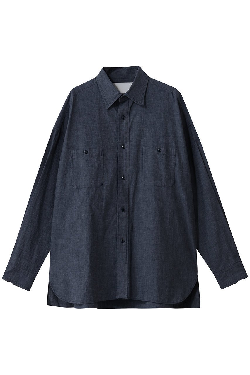 【ティッカ/TICCA】の【UNISEX】ニアデニムWポケットスクエアビッグシャツ インテリア・キッズ・メンズ・レディースファッション・服の通販 founy(ファニー) 　ファッション　Fashion　レディースファッション　Fashion for Women　トップス・カットソー　Cut & Sew Tops　シャツ・ブラウス・オフィスカジュアル　Elegant Blouses & Button-Ups　ユニセックス　Unisex, Genderless　スリット　Slit, Slit Detail　スリーブ　Sleeve, Long Sleeve / Short Sleeve　ダブル　Double, Double-Breasted　デニム　Denim, Jeans Material　ポケット　Pocket, Pocket Detail　ロング　Long, Long-Length　ネイビー|ID: prp329100004906962 ipo3291000000036740398