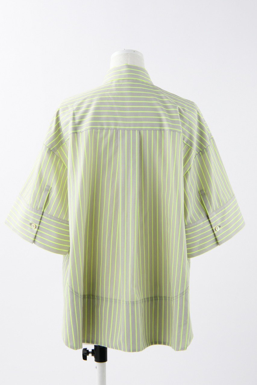 【エンフォルド/ENFOLD】のNeon Stripe 立体5分袖 SH/シャツ 人気、トレンドファッション・服の通販 founy(ファニー) 　ファッション　Fashion　レディースファッション　Fashion for Women　トップス・カットソー　Cut & Sew Tops　シャツ・ブラウス・オフィスカジュアル　Elegant Blouses & Button-Ups　ショート　Short, Short Length　スタイリッシュ　Stylish, Fashionable　ストライプ　Stripe, Striped Pattern　スリーブ　Sleeve, Long Sleeve / Short Sleeve　トレンド　Trend, Trending Now　ネオン　Neon, Neon Color　other-3|ID: prp329100004906966 ipo3291000000036740533