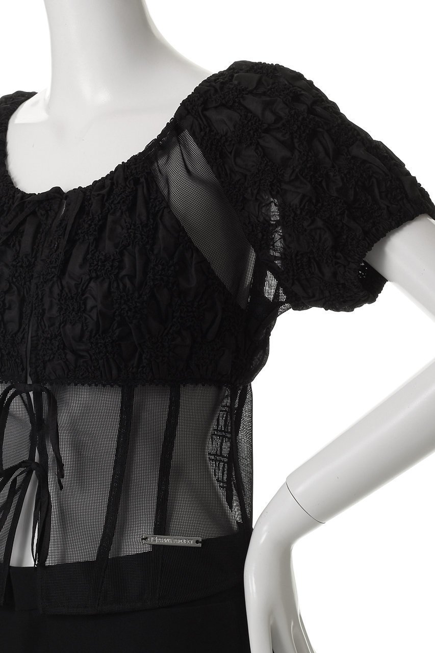 【プランク プロジェクト/PRANK PROJECT】のスモッキングパフトップ / Smocking Puff Top 人気、トレンドファッション・服の通販 founy(ファニー) 　ファッション　Fashion　レディースファッション　Fashion for Women　トップス・カットソー　Cut & Sew Tops　シャツ・ブラウス・オフィスカジュアル　Elegant Blouses & Button-Ups　おすすめ　Recommended / Our Picks　カーゴパンツ　Cargo Pants, Utility Pants　コルセット　Corset, Bustier　コンビ　Combo, Combination Style　シャーリング　Shirring, Ruched　ショート　Short, Short Length　スリーブ　Sleeve, Long Sleeve / Short Sleeve　メッシュ　Mesh, Net Fabric　other-5|ID: prp329100004906982 ipo3291000000036740780