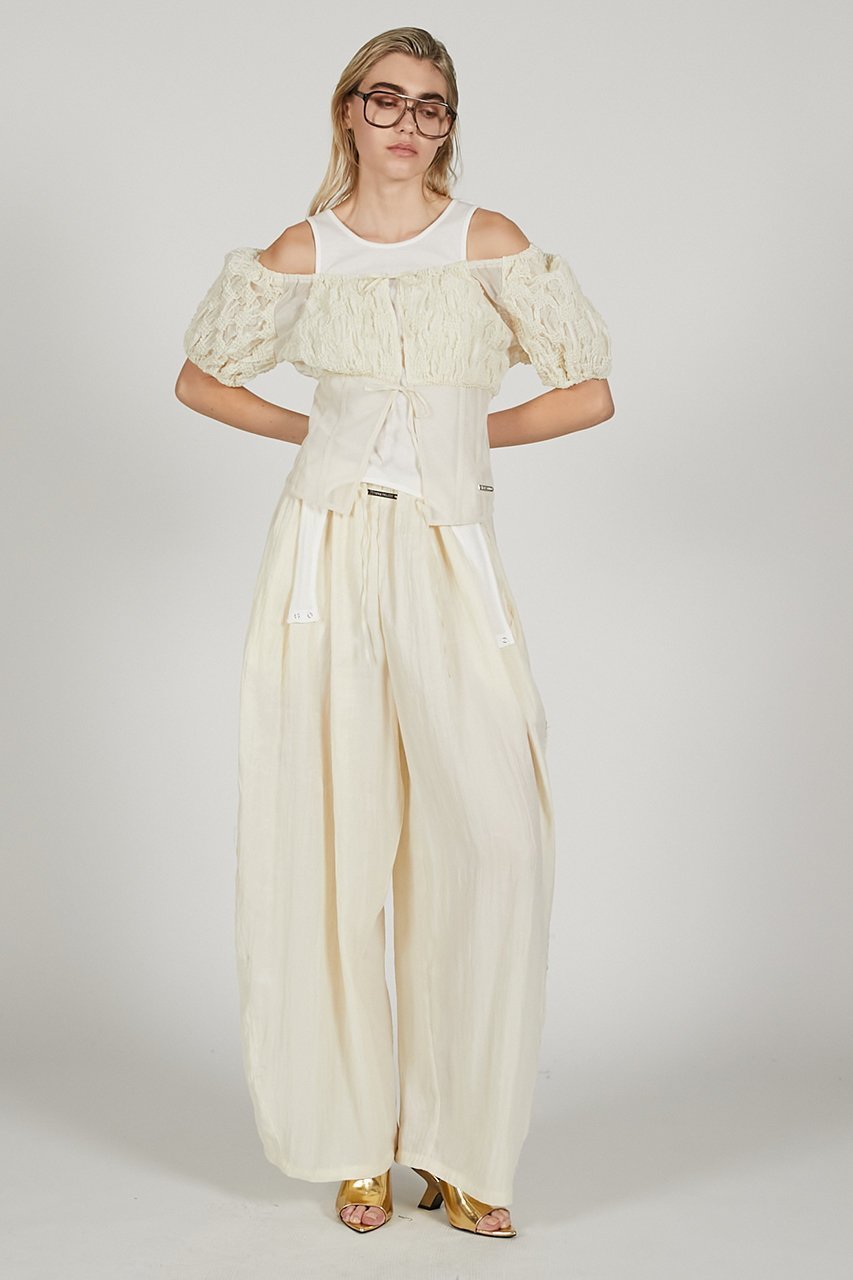 【プランク プロジェクト/PRANK PROJECT】のスモッキングパフトップ / Smocking Puff Top 人気、トレンドファッション・服の通販 founy(ファニー) 　ファッション　Fashion　レディースファッション　Fashion for Women　トップス・カットソー　Cut & Sew Tops　シャツ・ブラウス・オフィスカジュアル　Elegant Blouses & Button-Ups　おすすめ　Recommended / Our Picks　カーゴパンツ　Cargo Pants, Utility Pants　コルセット　Corset, Bustier　コンビ　Combo, Combination Style　シャーリング　Shirring, Ruched　ショート　Short, Short Length　スリーブ　Sleeve, Long Sleeve / Short Sleeve　メッシュ　Mesh, Net Fabric　other-8|ID: prp329100004906982 ipo3291000000036740783