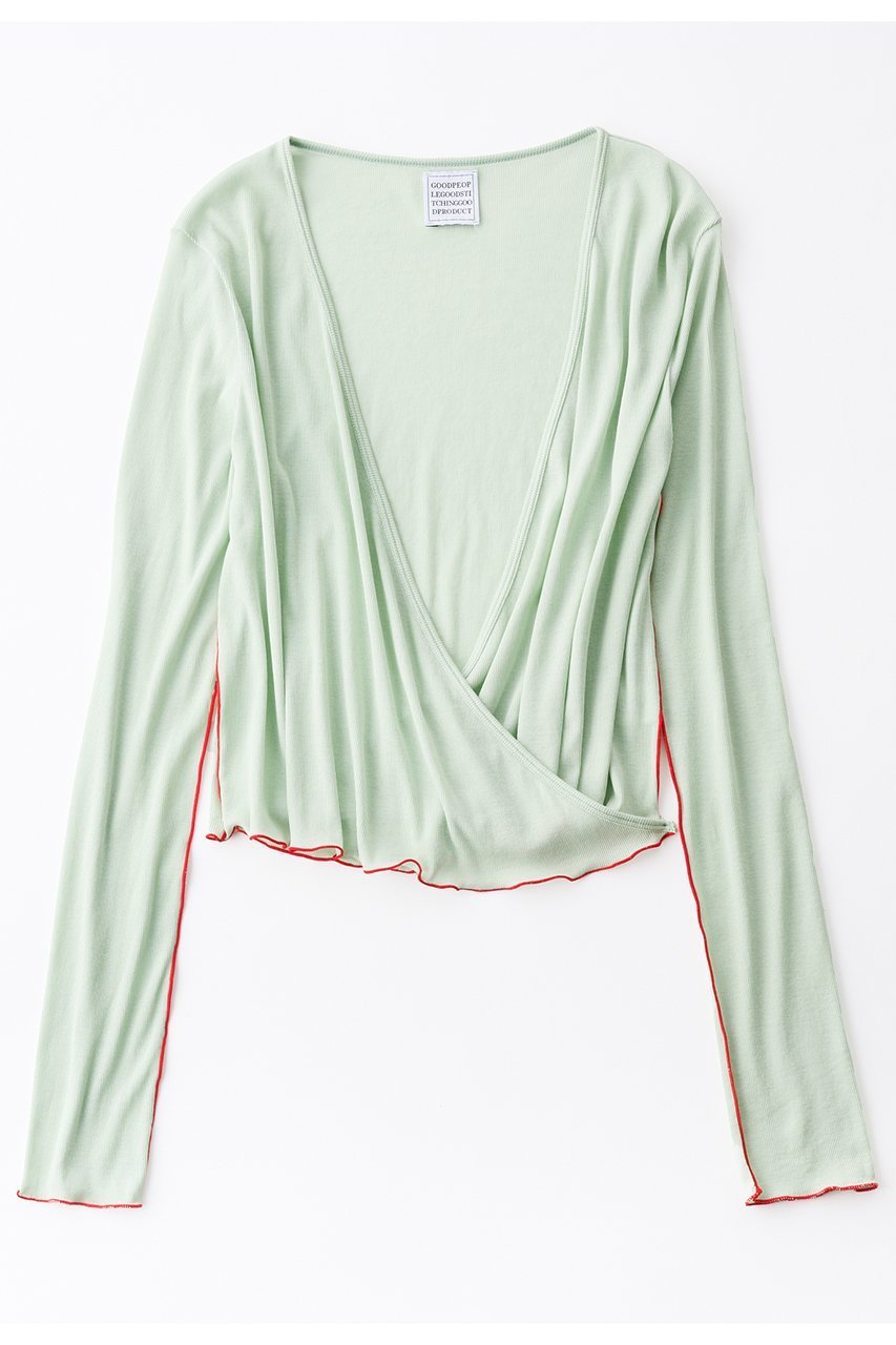 【グッド ピープル グッド ステッチング グッド プロダクト/GOOD PEOPLE GOOD STITCHING GOOD PRODUCT】のオーバーラッピング フロント カーディガン インテリア・キッズ・メンズ・レディースファッション・服の通販 founy(ファニー) 　ファッション　Fashion　レディースファッション　Fashion for Women　トップス・カットソー　Cut & Sew Tops　カーディガン・羽織り　Layered Style Cardigans　シャツ・ブラウス・オフィスカジュアル　Elegant Blouses & Button-Ups　ロングTシャツ・Tシャツ　Longline T-Shirts & Tees　カットソー・ベーシックTシャツ　Cut-and-Sewn Tops / Stretch Tees & Basics　おすすめ　Recommended / Our Picks　アンサンブル　Ensemble Set　カシュクール　Wrap Design　カーディガン　Cardigan, Knitwear　グラフィック　Graphic, Graphic Design　シルキー　Silky, Smooth Texture　ストレッチ　Stretch, Stretchy Fabric　タンク　Tank Top, Sleeveless Top　フロント　Front, Front Design　ヴェリーライトグリーン|ID: prp329100004906984 ipo3291000000036740818