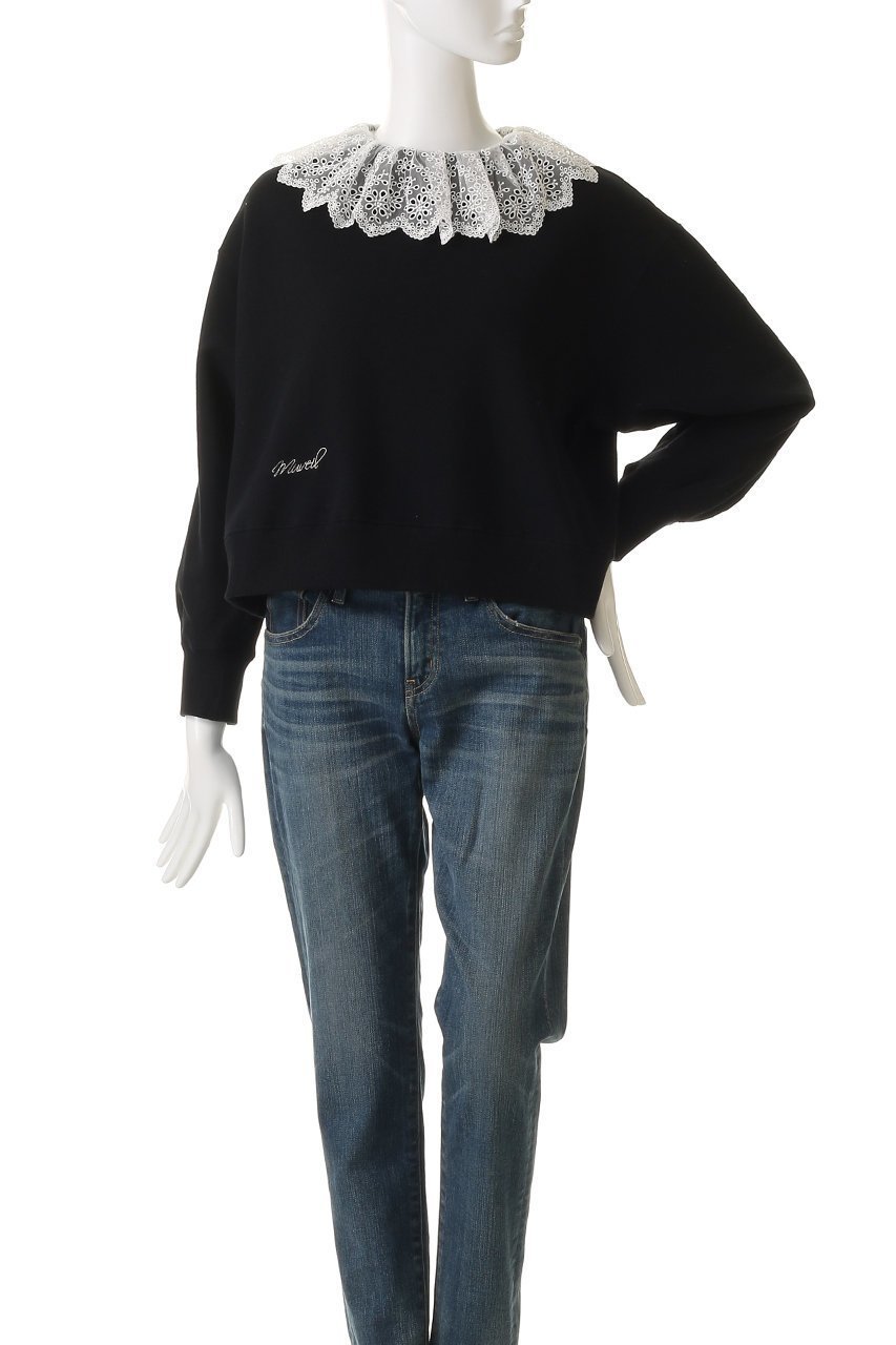 【ミュベール/MUVEIL】のレース襟付きスウェットプルオーバー 人気、トレンドファッション・服の通販 founy(ファニー) 　ファッション　Fashion　レディースファッション　Fashion for Women　トップス・カットソー　Cut & Sew Tops　シャツ・ブラウス・オフィスカジュアル　Elegant Blouses & Button-Ups　レディースパーカー・カジュアルフーディー　Casual Hoodies & Sweatshirts　ロングTシャツ・Tシャツ　Longline T-Shirts & Tees　カジュアルプルオーバー・ニットトップス　Pullovers & Knit Tops / Casual Pullovers　スウェット・クルーネックトップス　Sweatshirts & Crewnecks / Relaxed Fit Sweat Tops　カットソー・ベーシックTシャツ　Cut-and-Sewn Tops / Stretch Tees & Basics　コンパクト　Compact, Small Size　ショルダー　Shoulder, Shoulder Strap　ドロップ　Drop Shoulder, Dropped Style　フェミニン　Feminine, Girly　モダン　Modern, Contemporary　ループ　Loop, Loop Knit　レース　Lace, Lace Fabric　ワイド　Wide, Wide Fit　other-2|ID: prp329100004906987 ipo3291000000036740858