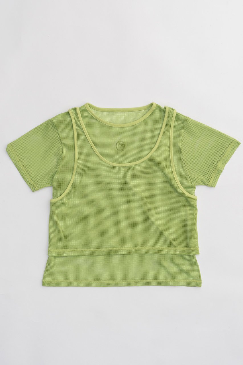 【プランク プロジェクト/PRANK PROJECT】のレイヤードメッシュトップ / Layered Mesh Top インテリア・キッズ・メンズ・レディースファッション・服の通販 founy(ファニー) 　ファッション　Fashion　レディースファッション　Fashion for Women　トップス・カットソー　Cut & Sew Tops　シャツ・ブラウス・オフィスカジュアル　Elegant Blouses & Button-Ups　ロングTシャツ・Tシャツ　Longline T-Shirts & Tees　カットソー・ベーシックTシャツ　Cut-and-Sewn Tops / Stretch Tees & Basics　おすすめ　Recommended / Our Picks　ショート　Short, Short Length　スリーブ　Sleeve, Long Sleeve / Short Sleeve　タンク　Tank Top, Sleeveless Top　ドッキング　Docking, Mixed Material　メッシュ　Mesh, Net Fabric　LIME(ライム)|ID: prp329100004906994 ipo3291000000036740926