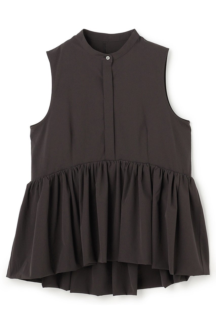 【アンクレイヴ/uncrave】のクールタッチカラータイプライター ペプラムブラウス インテリア・キッズ・メンズ・レディースファッション・服の通販 founy(ファニー) 　ファッション　Fashion　レディースファッション　Fashion for Women　トップス・カットソー　Cut & Sew Tops　キャミソール&ノースリーブ　Camisoles & Sleeveless Tops　シャツ・ブラウス・オフィスカジュアル　Elegant Blouses & Button-Ups　タイプライター　Typewriter Fabric, Crisp Cotton　ノースリーブ　Sleeveless, No-Sleeve　フォルム　Silhouette, Form　ペプラム　Peplum, Flared Hem　吸水　Absorbent, Quick-Dry　夏　Summer　新作・新入荷　New Arrivals / New In　ダークブラウン|ID: prp329100004906996 ipo3291000000036740948