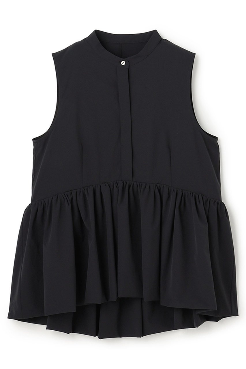 【アンクレイヴ/uncrave】のクールタッチカラータイプライター ペプラムブラウス インテリア・キッズ・メンズ・レディースファッション・服の通販 founy(ファニー) 　ファッション　Fashion　レディースファッション　Fashion for Women　トップス・カットソー　Cut & Sew Tops　キャミソール&ノースリーブ　Camisoles & Sleeveless Tops　シャツ・ブラウス・オフィスカジュアル　Elegant Blouses & Button-Ups　タイプライター　Typewriter Fabric, Crisp Cotton　ノースリーブ　Sleeveless, No-Sleeve　フォルム　Silhouette, Form　ペプラム　Peplum, Flared Hem　吸水　Absorbent, Quick-Dry　夏　Summer　新作・新入荷　New Arrivals / New In　ブラック|ID: prp329100004906996 ipo3291000000036740949