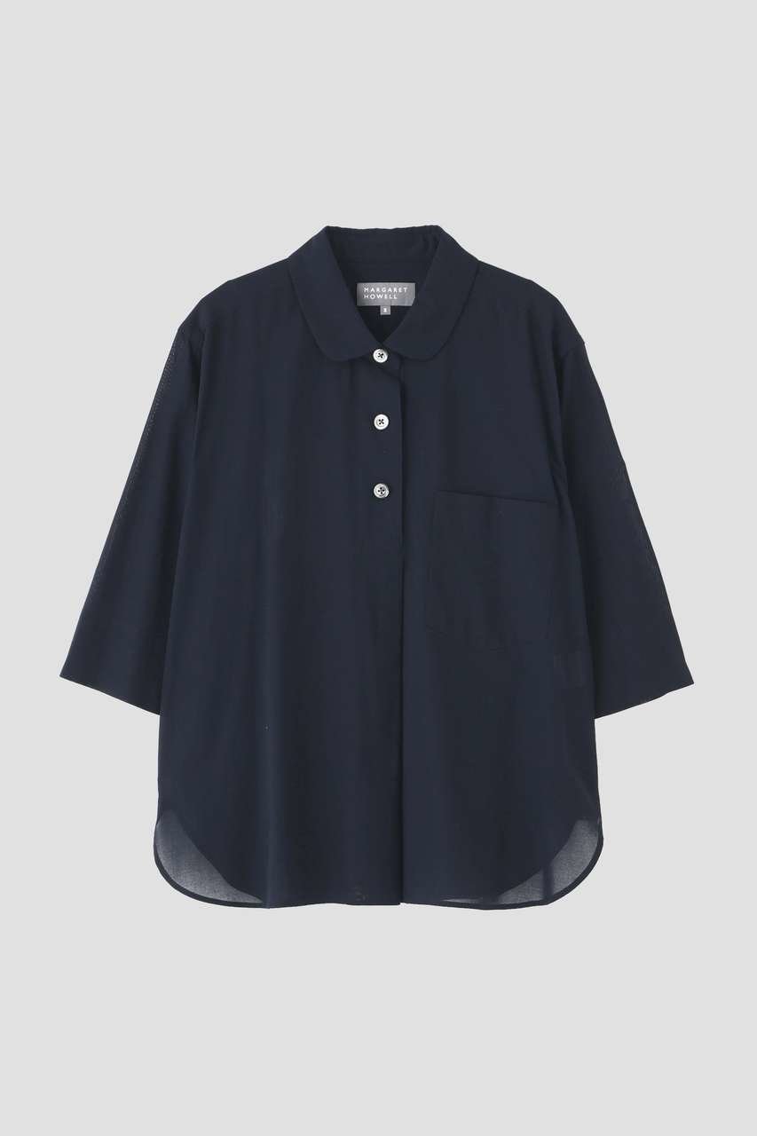 【マーガレットハウエル/MARGARET HOWELL】のHIGH TWISTED COTTON VOILE SHIRT 人気、トレンドファッション・服の通販 founy(ファニー) 　ファッション　Fashion　レディースファッション　Fashion for Women　トップス・カットソー　Cut & Sew Tops　シャツ・ブラウス・オフィスカジュアル　Elegant Blouses & Button-Ups　なめらか　Smooth, Silky Texture　ショート　Short, Short Length　スリーブ　Sleeve, Long Sleeve / Short Sleeve　パターン　Pattern, Design Print　ラウンド　Round, Round Neck　リラックス　Relax, Relaxed Fit　新作・新入荷　New Arrivals / New In　other-3|ID: prp329100004907005 ipo3291000000036741021
