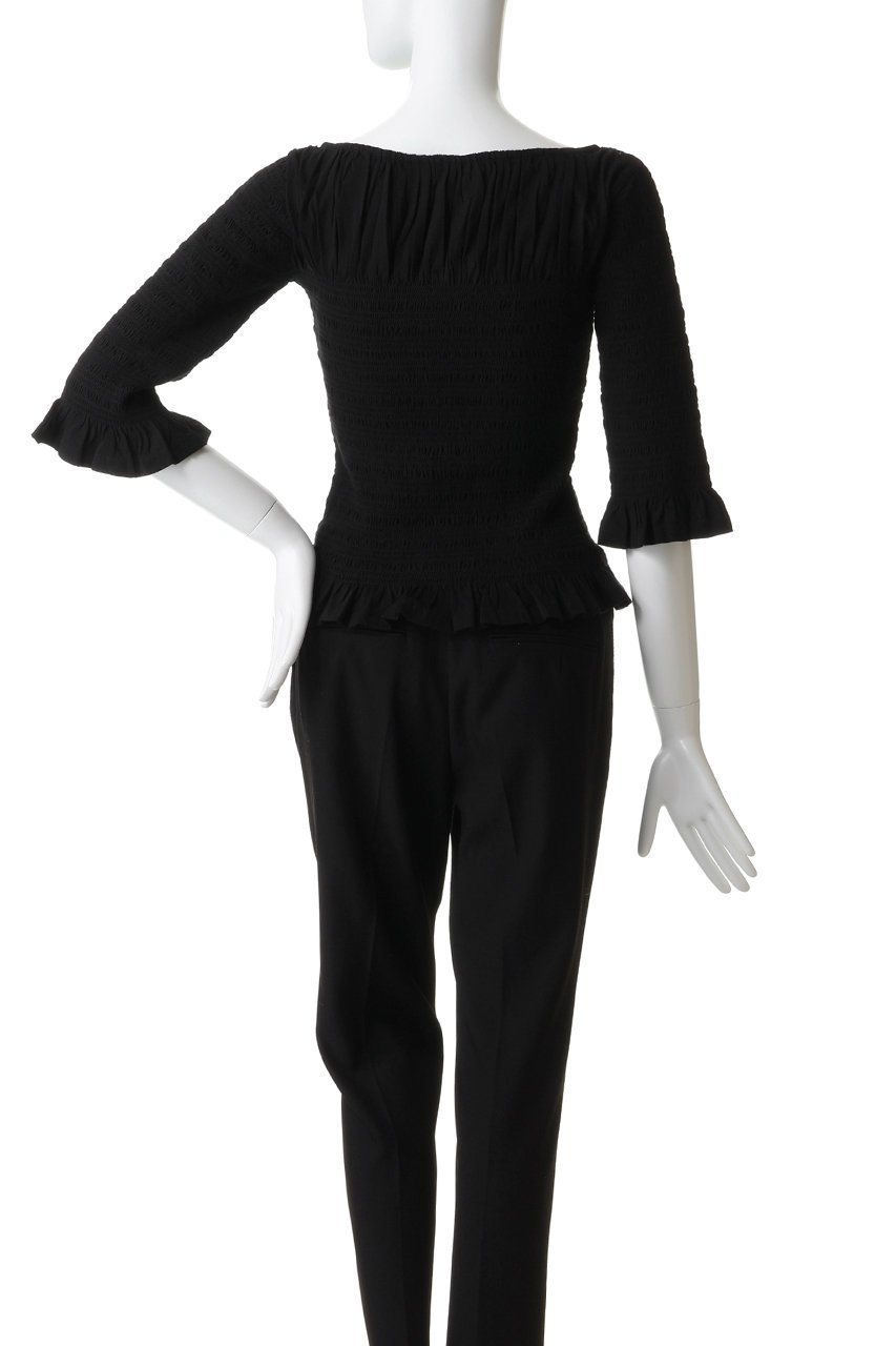 【マーレット/MERLETTE】のAPOLLINE コットンジャージー ハンドスモッキングフリルカットソー 人気、トレンドファッション・服の通販 founy(ファニー) 　ファッション　Fashion　レディースファッション　Fashion for Women　トップス・カットソー　Cut & Sew Tops　シャツ・ブラウス・オフィスカジュアル　Elegant Blouses & Button-Ups　ロングTシャツ・Tシャツ　Longline T-Shirts & Tees　カットソー・ベーシックTシャツ　Cut-and-Sewn Tops / Stretch Tees & Basics　なめらか　Smooth, Silky Texture　カットソー　Cut and Sewn Top　ショート　Short, Short Length　スモッキング　Smocking, Gathered Stitching　スリーブ　Sleeve, Long Sleeve / Short Sleeve　フリル　Frill, Ruffle　other-4|ID: prp329100004907023 ipo3291000000036741196