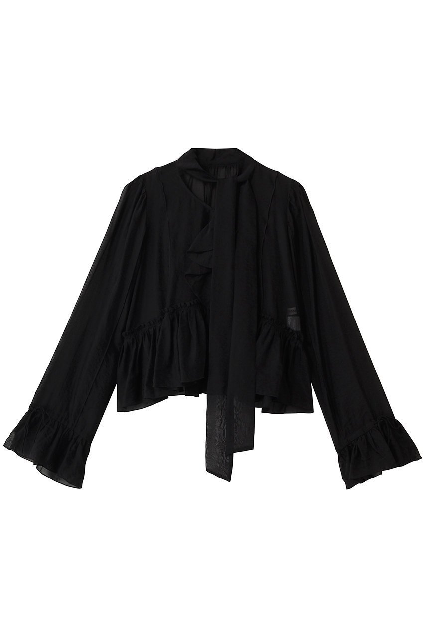 【プランク プロジェクト/PRANK PROJECT】のラッフルボウタイブラウス 人気、トレンドファッション・服の通販 founy(ファニー) 　ファッション　Fashion　レディースファッション　Fashion for Women　トップス・カットソー　Cut & Sew Tops　シャツ・ブラウス・オフィスカジュアル　Elegant Blouses & Button-Ups　おすすめ　Recommended / Our Picks　カーディガン　Cardigan, Knitwear　シアー　Sheer, See-Through　スリーブ　Sleeve, Long Sleeve / Short Sleeve　ダウン　Down, Puffer　ハーフ　Half, Half-Length　リラックス　Relax, Relaxed Fit　ロング　Long, Long-Length　今季　This Season, Current Season　定番　Standard, Basic Item　A/W・秋冬　Autumn/Winter　 other-1|ID: prp329100004907124 ipo3291000000036742783