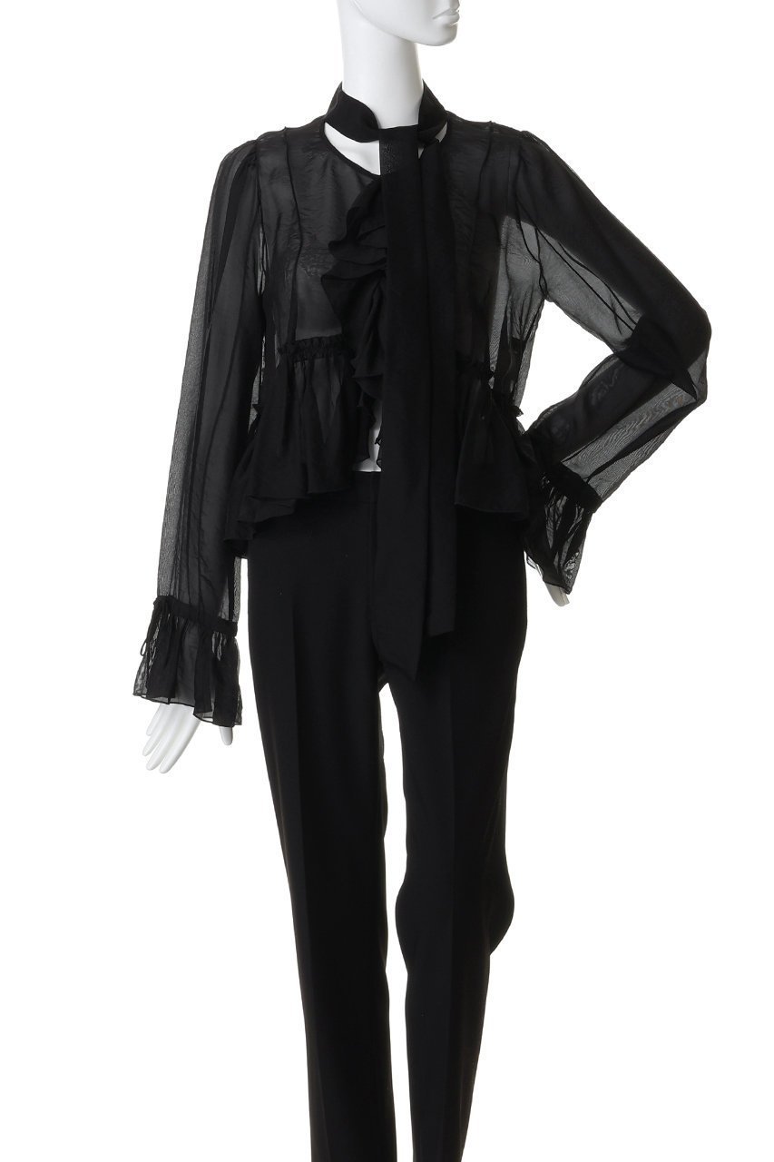 【プランク プロジェクト/PRANK PROJECT】のラッフルボウタイブラウス 人気、トレンドファッション・服の通販 founy(ファニー) 　ファッション　Fashion　レディースファッション　Fashion for Women　トップス・カットソー　Cut & Sew Tops　シャツ・ブラウス・オフィスカジュアル　Elegant Blouses & Button-Ups　おすすめ　Recommended / Our Picks　カーディガン　Cardigan, Knitwear　シアー　Sheer, See-Through　スリーブ　Sleeve, Long Sleeve / Short Sleeve　ダウン　Down, Puffer　ハーフ　Half, Half-Length　リラックス　Relax, Relaxed Fit　ロング　Long, Long-Length　今季　This Season, Current Season　定番　Standard, Basic Item　A/W・秋冬　Autumn/Winter　other-2|ID: prp329100004907124 ipo3291000000036742786