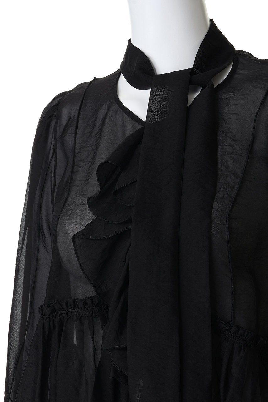 【プランク プロジェクト/PRANK PROJECT】のラッフルボウタイブラウス 人気、トレンドファッション・服の通販 founy(ファニー) 　ファッション　Fashion　レディースファッション　Fashion for Women　トップス・カットソー　Cut & Sew Tops　シャツ・ブラウス・オフィスカジュアル　Elegant Blouses & Button-Ups　おすすめ　Recommended / Our Picks　カーディガン　Cardigan, Knitwear　シアー　Sheer, See-Through　スリーブ　Sleeve, Long Sleeve / Short Sleeve　ダウン　Down, Puffer　ハーフ　Half, Half-Length　リラックス　Relax, Relaxed Fit　ロング　Long, Long-Length　今季　This Season, Current Season　定番　Standard, Basic Item　A/W・秋冬　Autumn/Winter　other-5|ID: prp329100004907124 ipo3291000000036742789