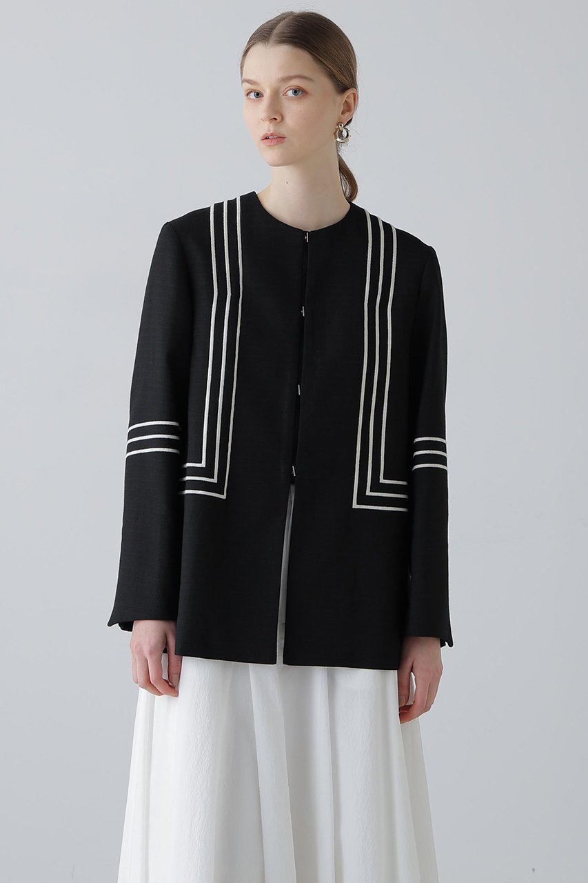 【アドーア/ADORE】のボールドラインエンブロイダリージャケット 人気、トレンドファッション・服の通販 founy(ファニー) 　ファッション　Fashion　レディースファッション　Fashion for Women　アウター　Coat / Outerwear Collection　レディースジャケット・軽アウター　Jackets　ジャケット　Jacket, Outerwear　フロント　Front, Front Design　ランダム　Random, Irregular　other-2|ID: prp329100004907147 ipo3291000000036742984