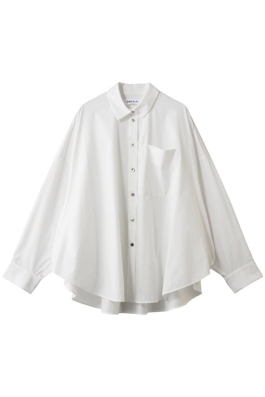 【エンフォルド/ENFOLD】のSPOON OVAL SHIRT インテリア・キッズ・メンズ・レディースファッション・服の通販 founy(ファニー) 　ファッション　Fashion　レディースファッション　Fashion for Women　トップス・カットソー　Cut & Sew Tops　シャツ・ブラウス・オフィスカジュアル　Elegant Blouses & Button-Ups　おすすめ　Recommended / Our Picks　シンプル　Simple, Minimal　ストレッチ　Stretch, Stretchy Fabric　スリーブ　Sleeve, Long Sleeve / Short Sleeve　タイプライター　Typewriter Fabric, Crisp Cotton　フォルム　Silhouette, Form　モチーフ　Motif, Design Theme　ロング　Long, Long-Length　ワイド　Wide, Wide Fit　今季　This Season, Current Season　ホワイト|ID: prp329100004907154 ipo3291000000036743046